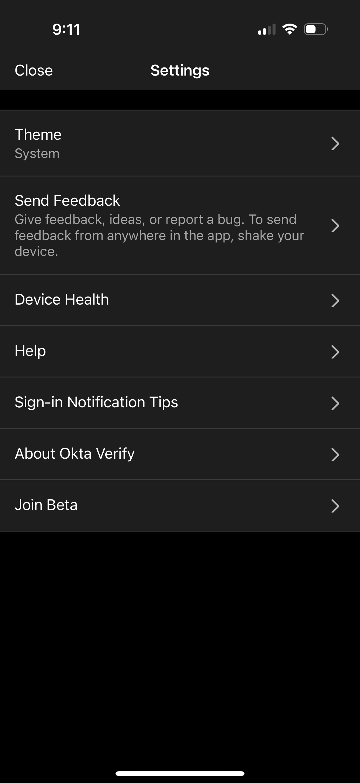 okta app screenshot 1