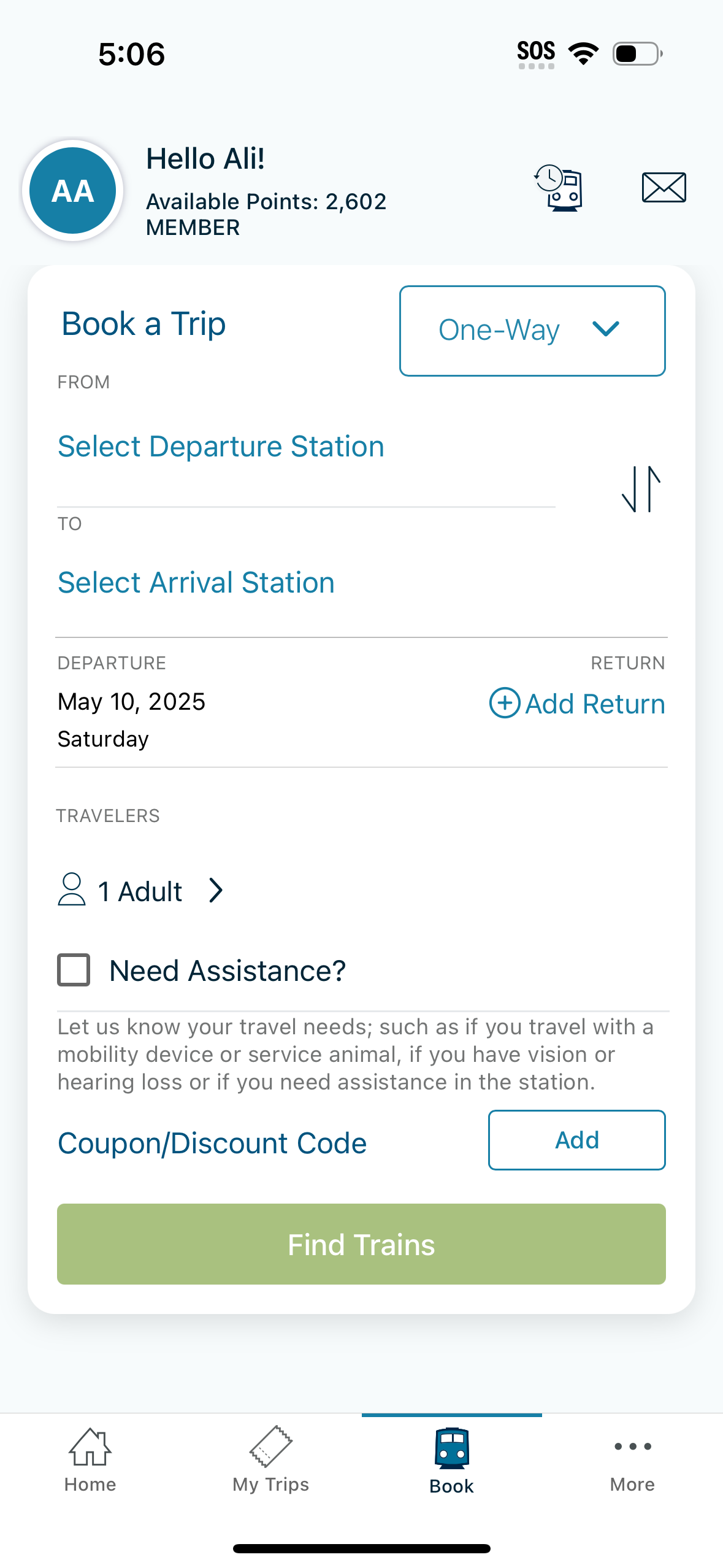 amtrak app screenshot 7