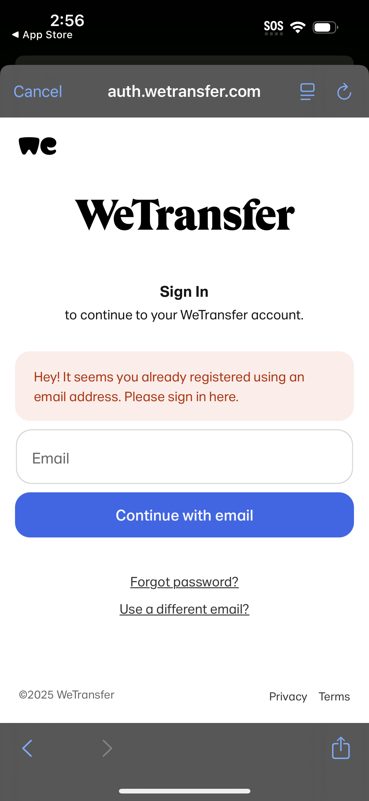 wetransfer app screenshot 1