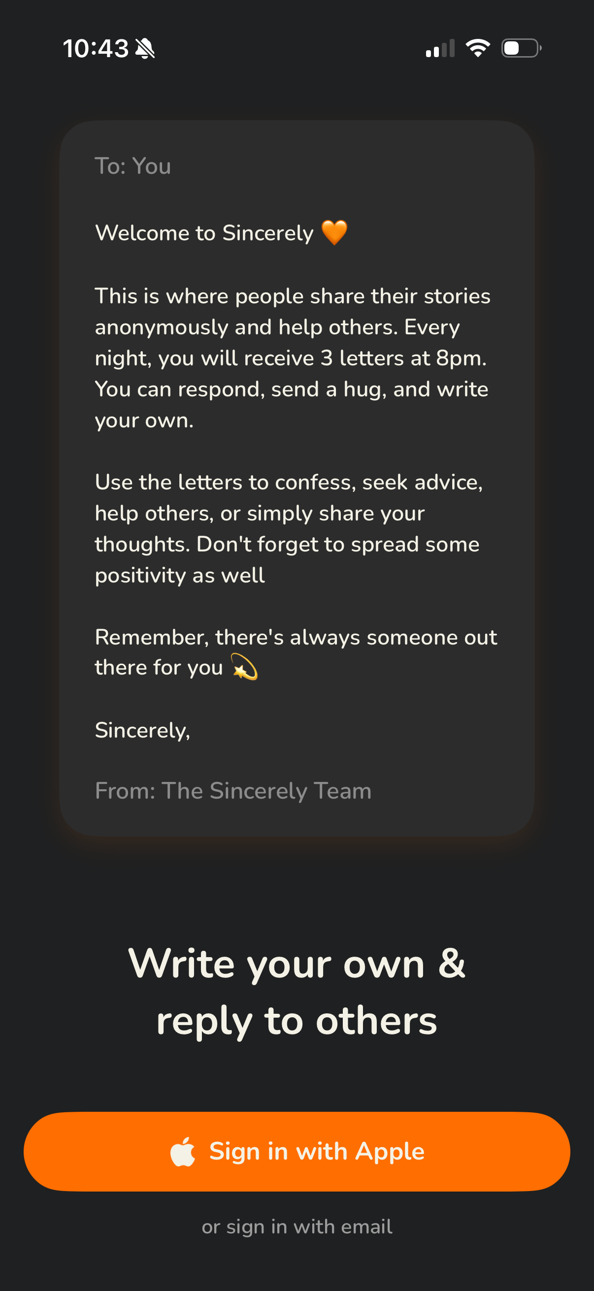 sincerely app screenshot 1