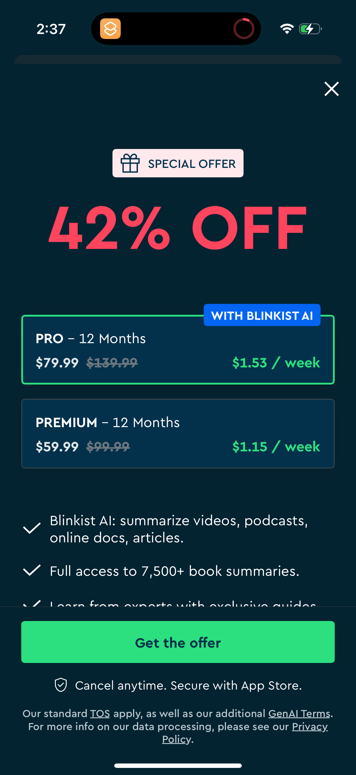 blinkist app screenshot 1