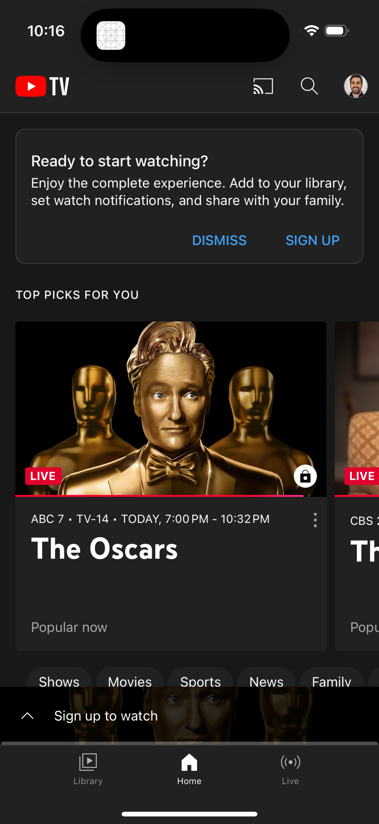 youtube-tv app screenshot 2