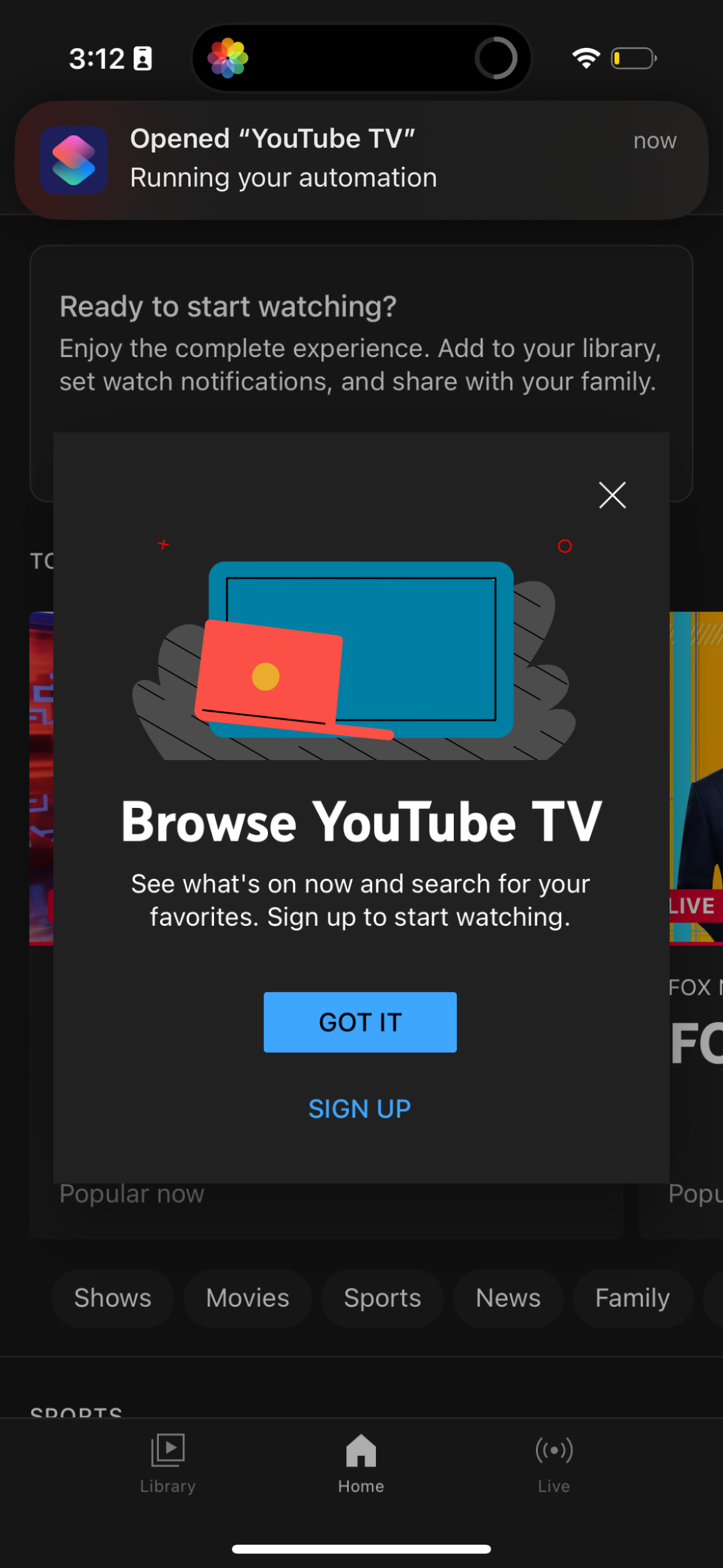 youtube-tv app screenshot 3
