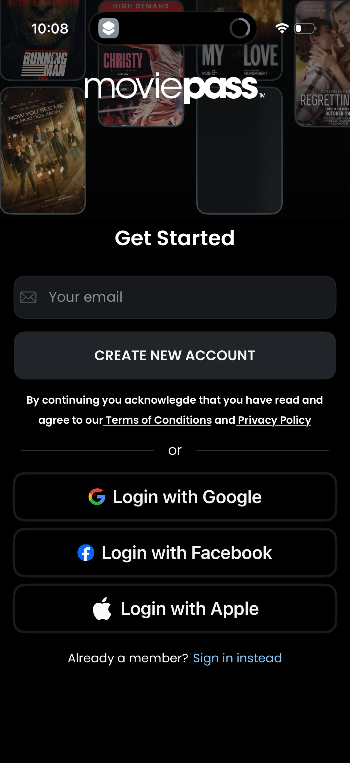 moviepass app screenshot 2