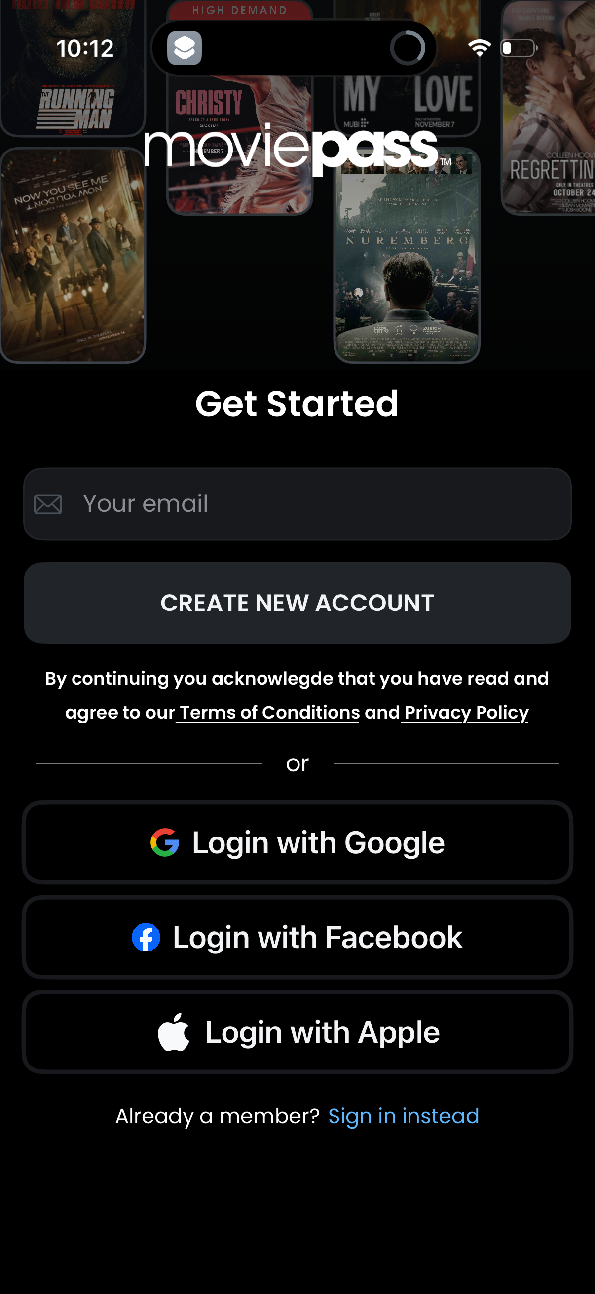 moviepass app screenshot 1