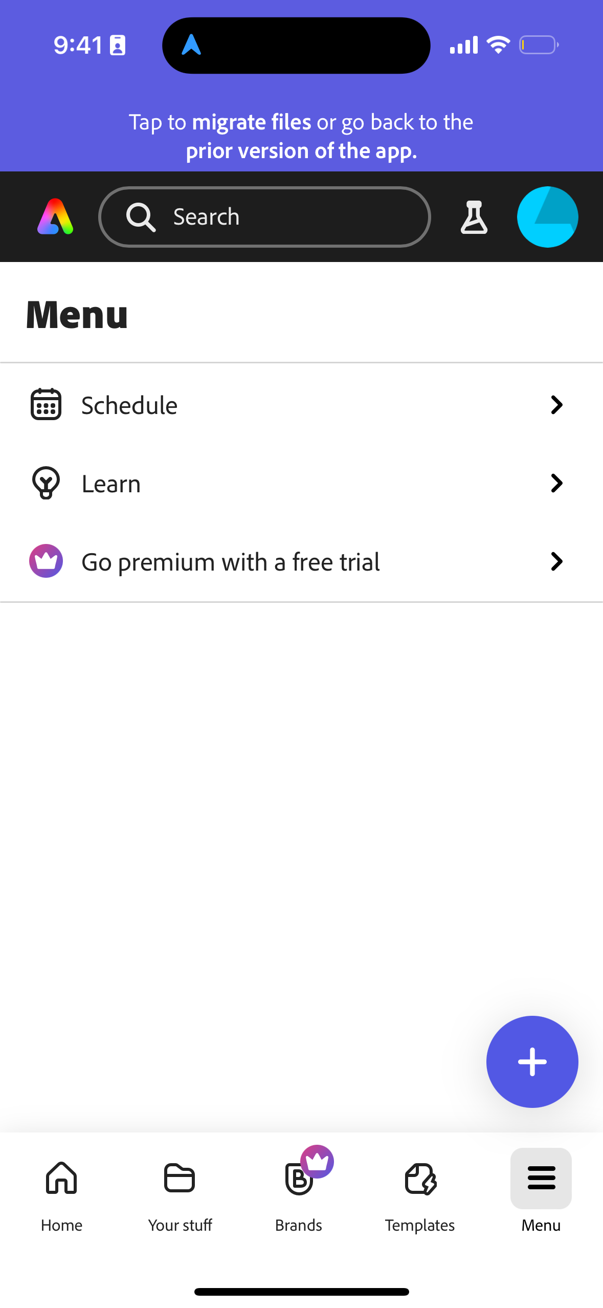 Step 1 of Adobe Menu