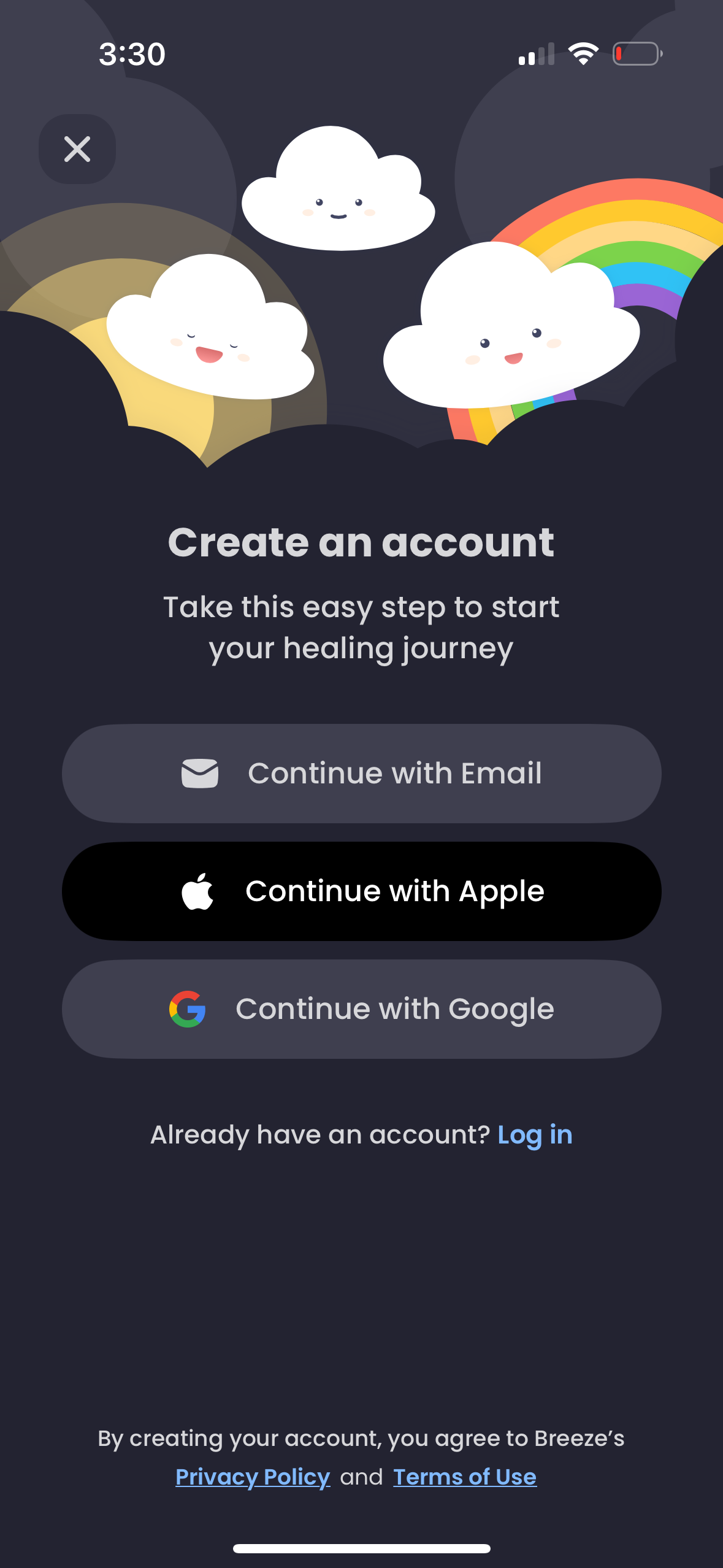 Step 1 of breeze Sign up
