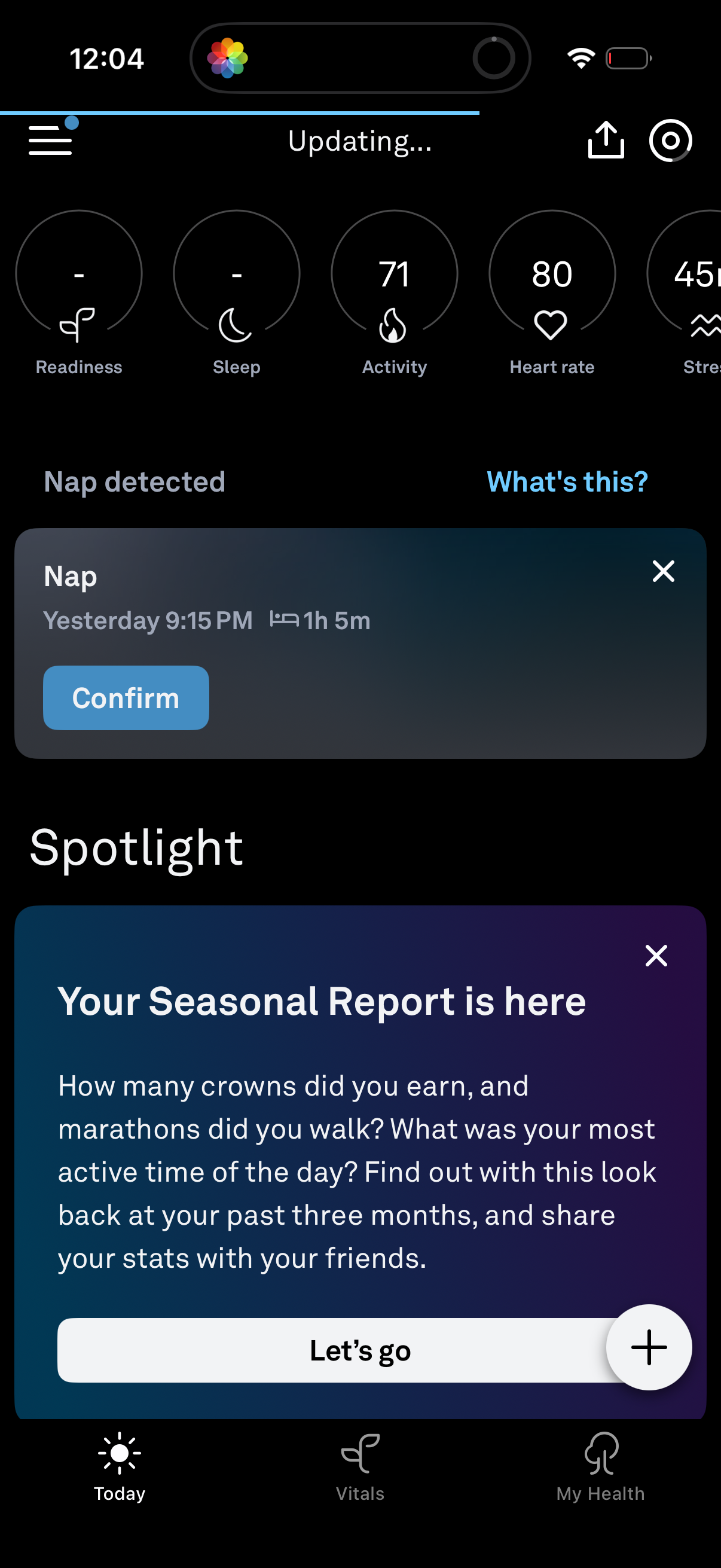oura app screenshot 1