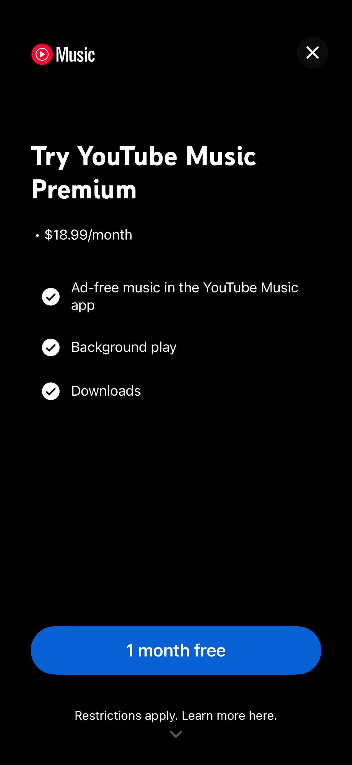 youtube-music app screenshot 1