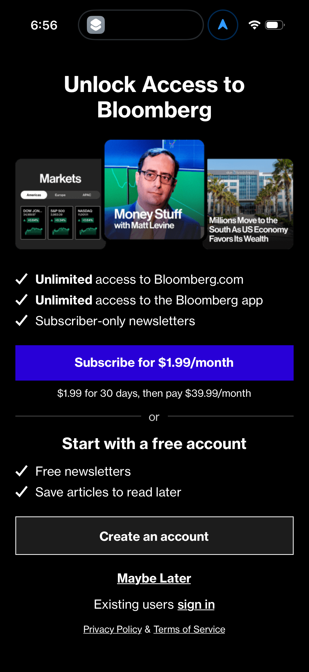 bloomberg app screenshot 1