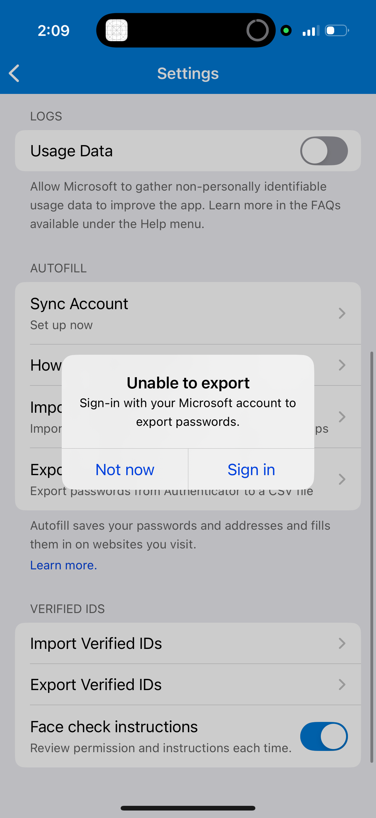 microsoft-auth app screenshot 2