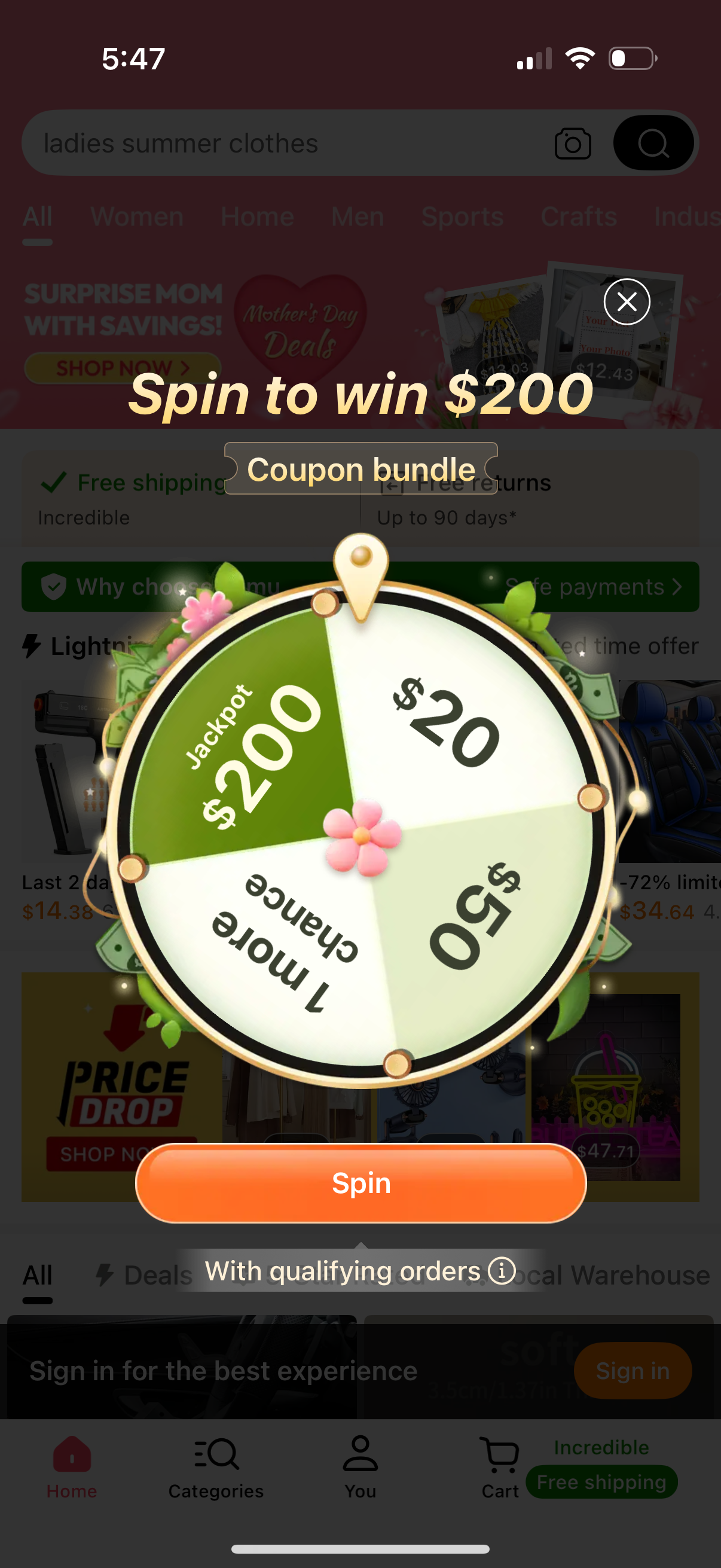 temu app screenshot 1