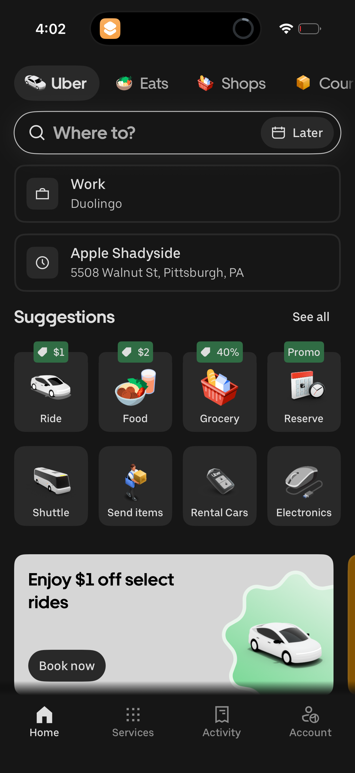 uber app screenshot 6