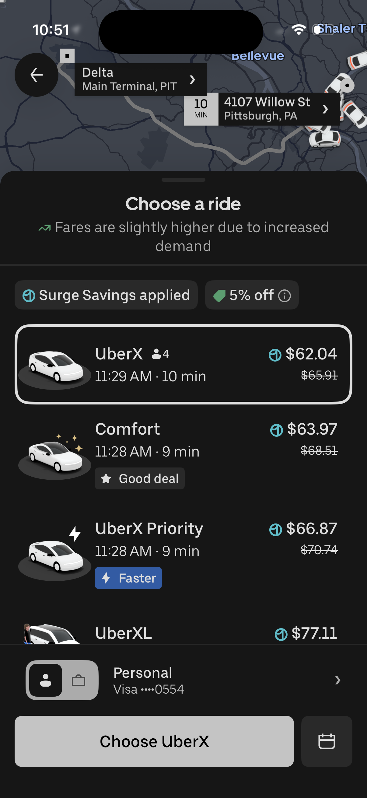 uber app screenshot 4