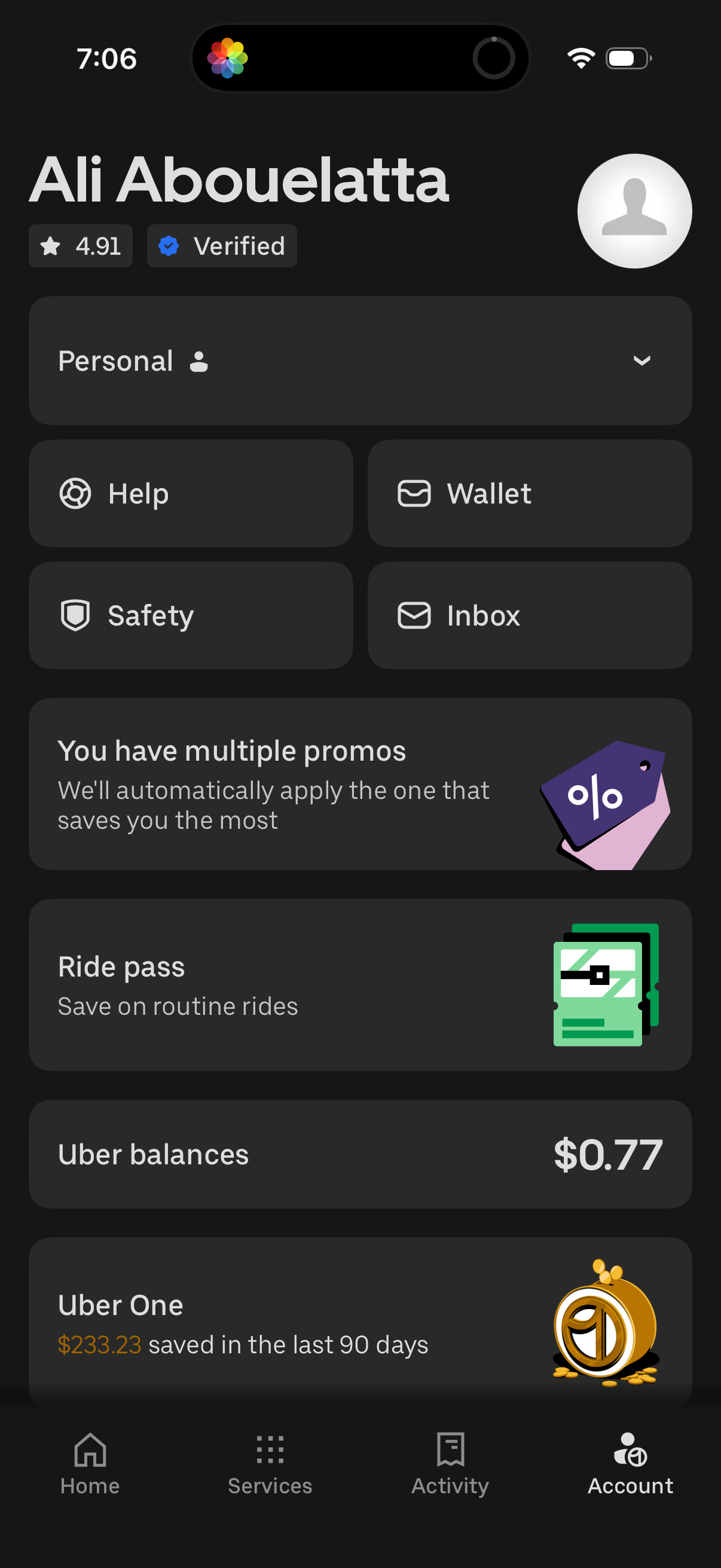 uber app screenshot 2