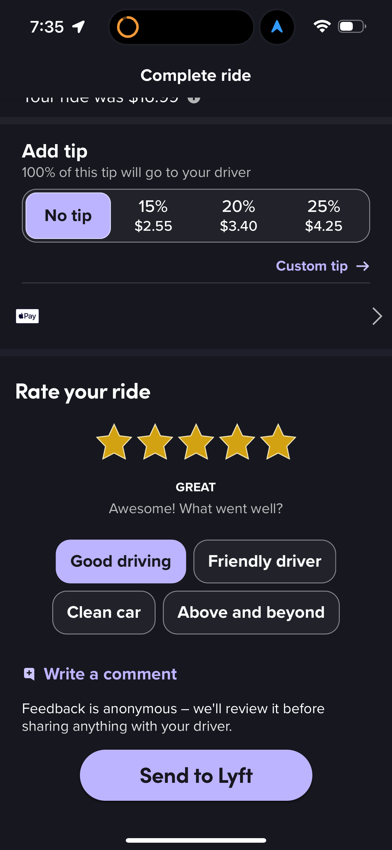 lyft app screenshot 204