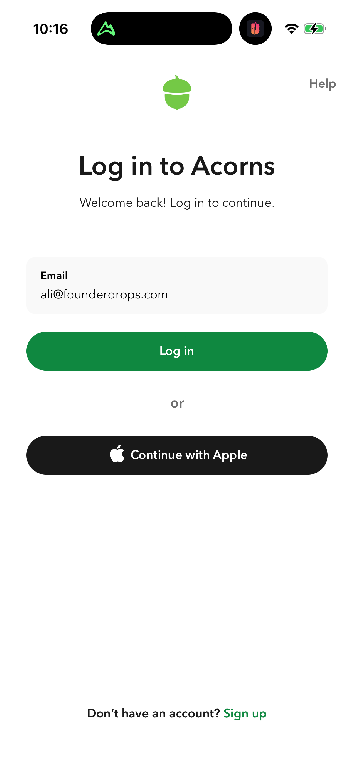 Step 1 of acorns Main_tabs