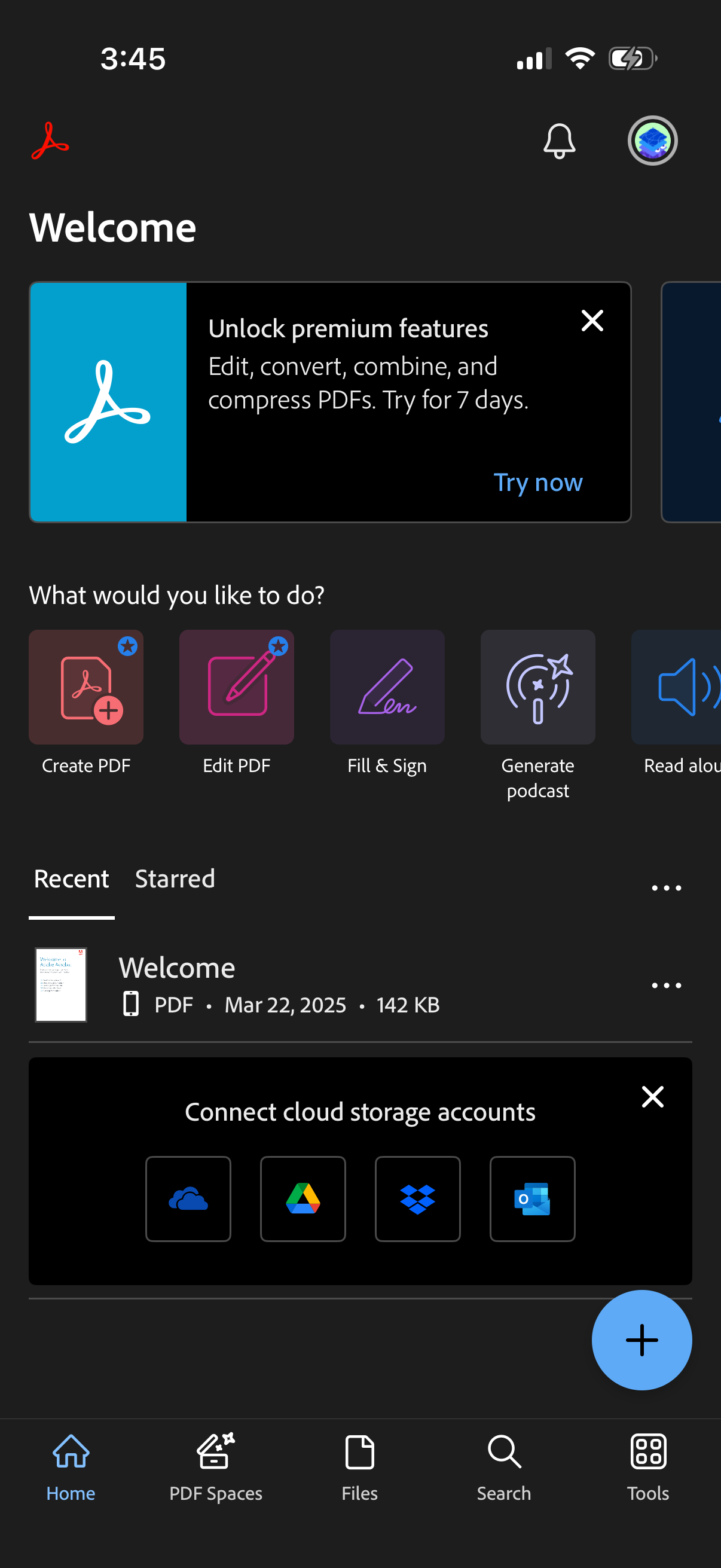 Step 1 of acrobat Paywall