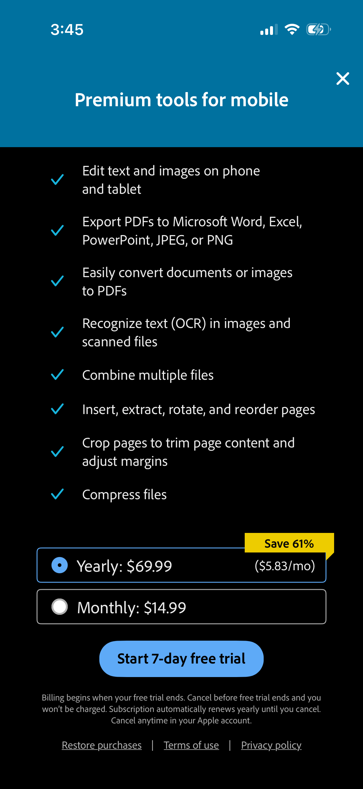 Step 2 of acrobat Paywall
