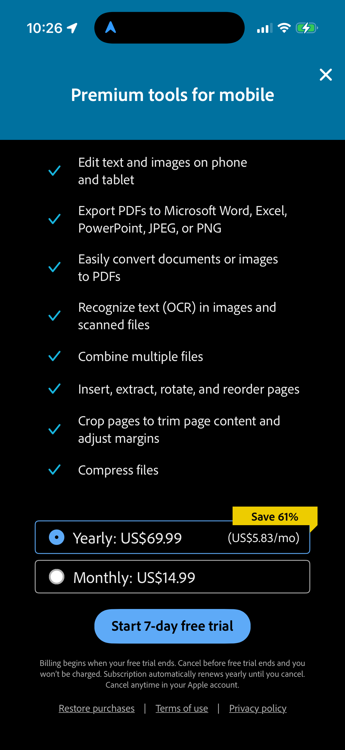 Step 2 of acrobat Paywall 2