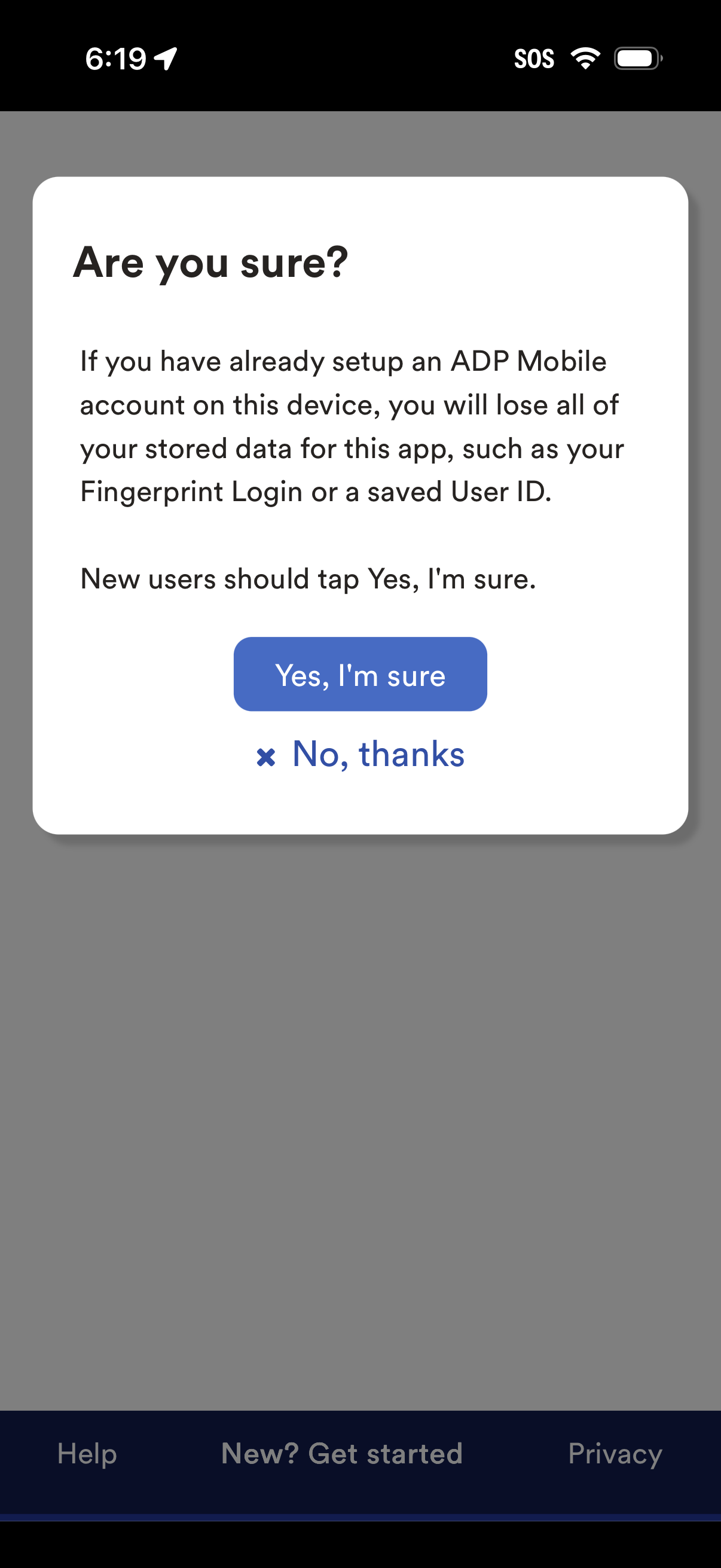 ADP start registration