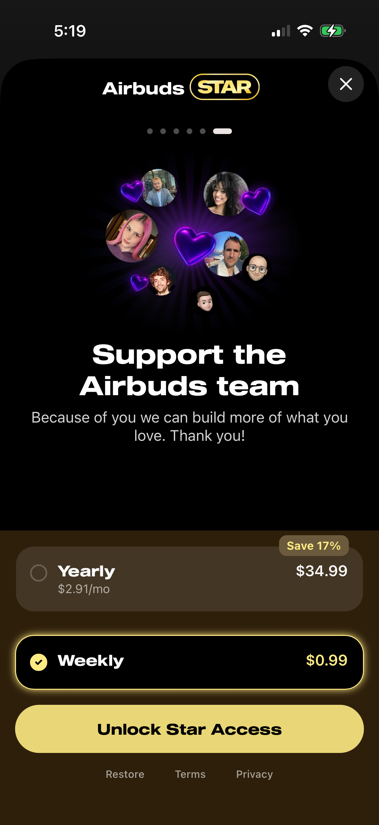 Step 2 of Airbuds Settings Paywall