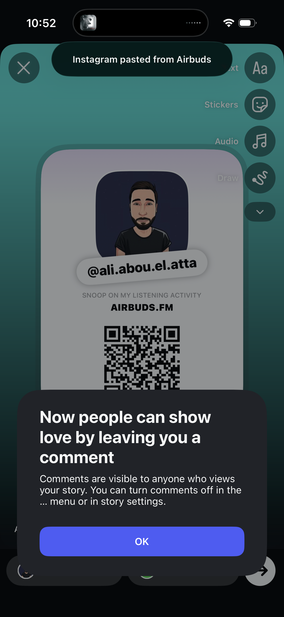 airbuds invite via instagram