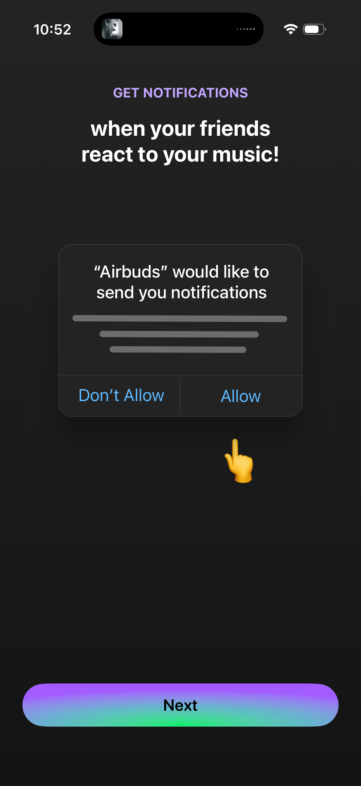 airbuds enable notifications