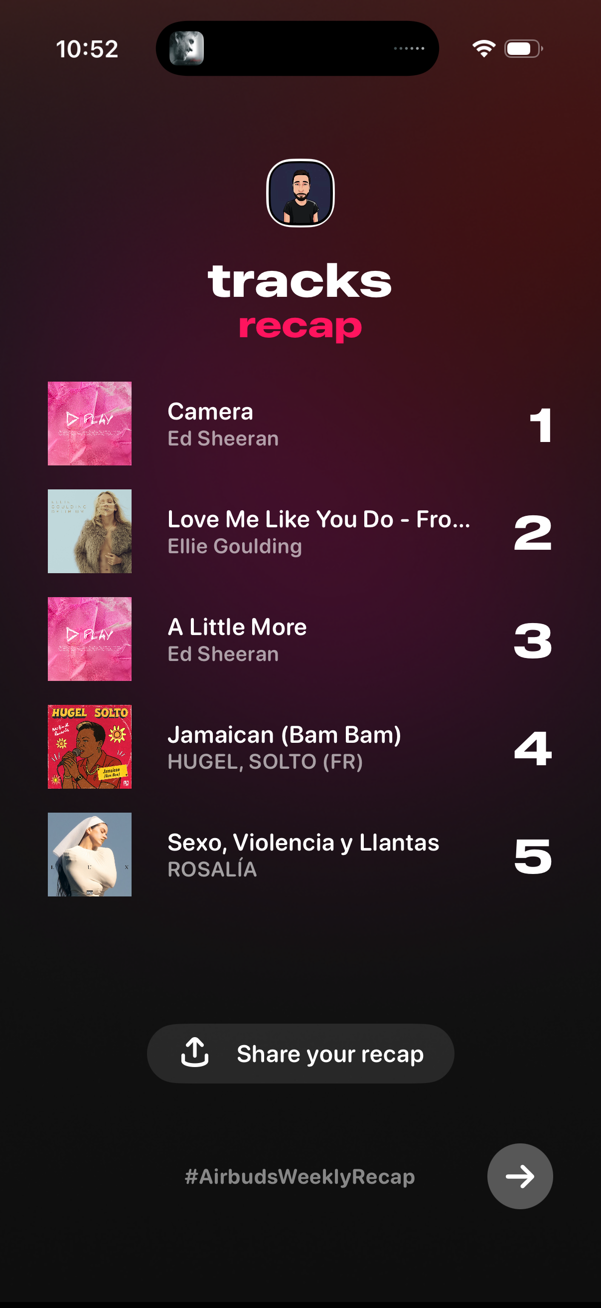 airbuds view weekly recap