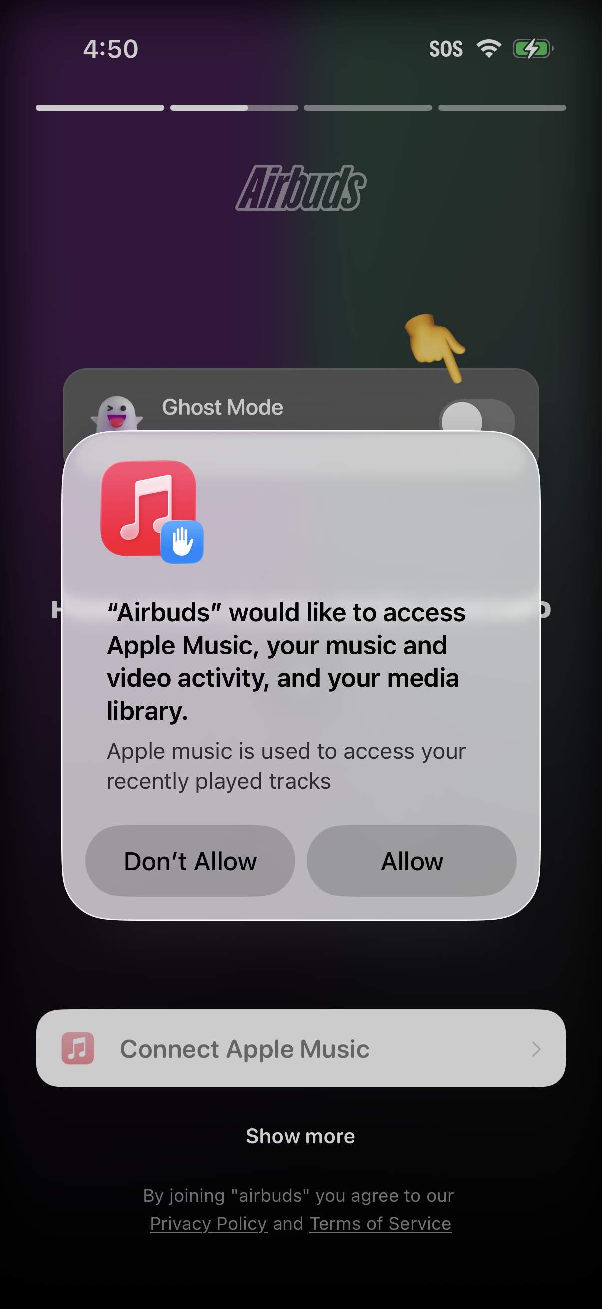 Step 2 of Airbuds Onboarding