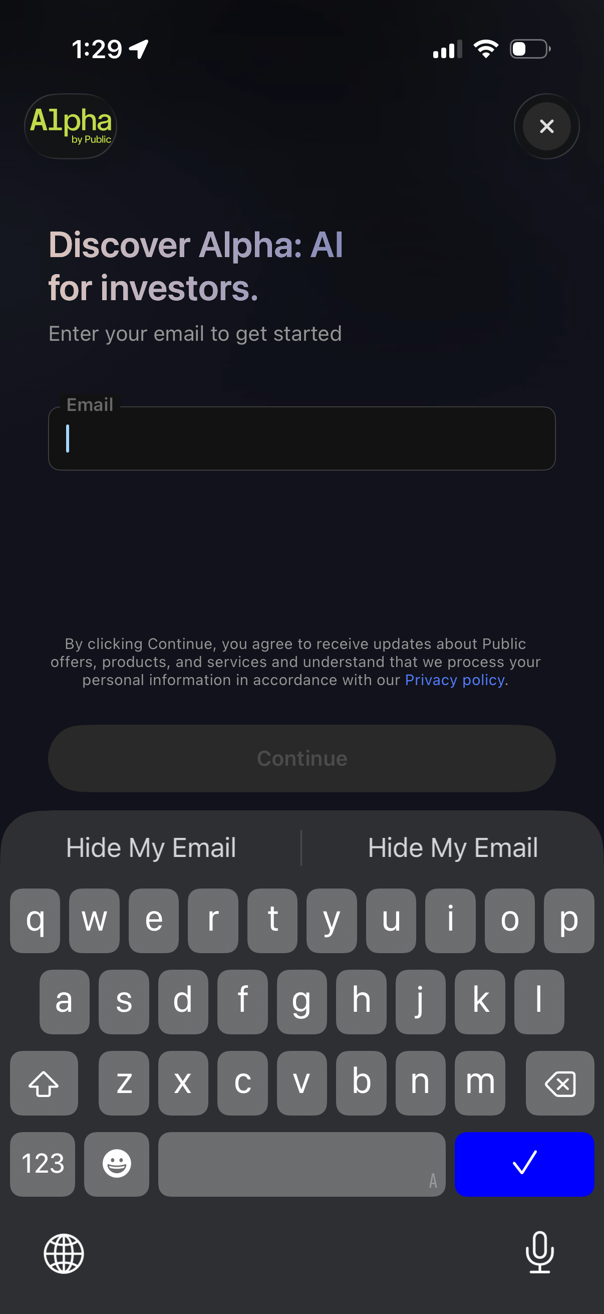 Step 2 of alpha Start trial signup