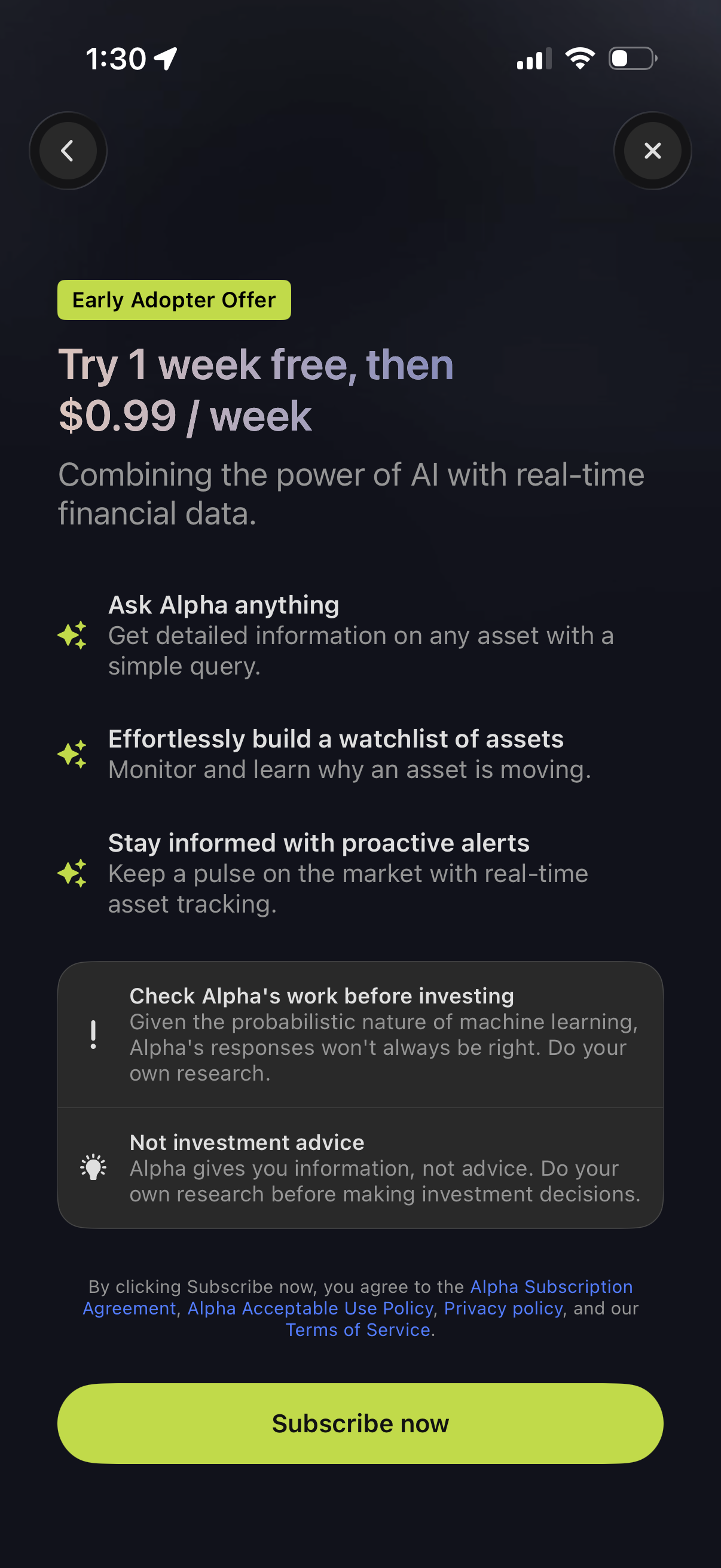 Step 3 of alpha Start trial signup