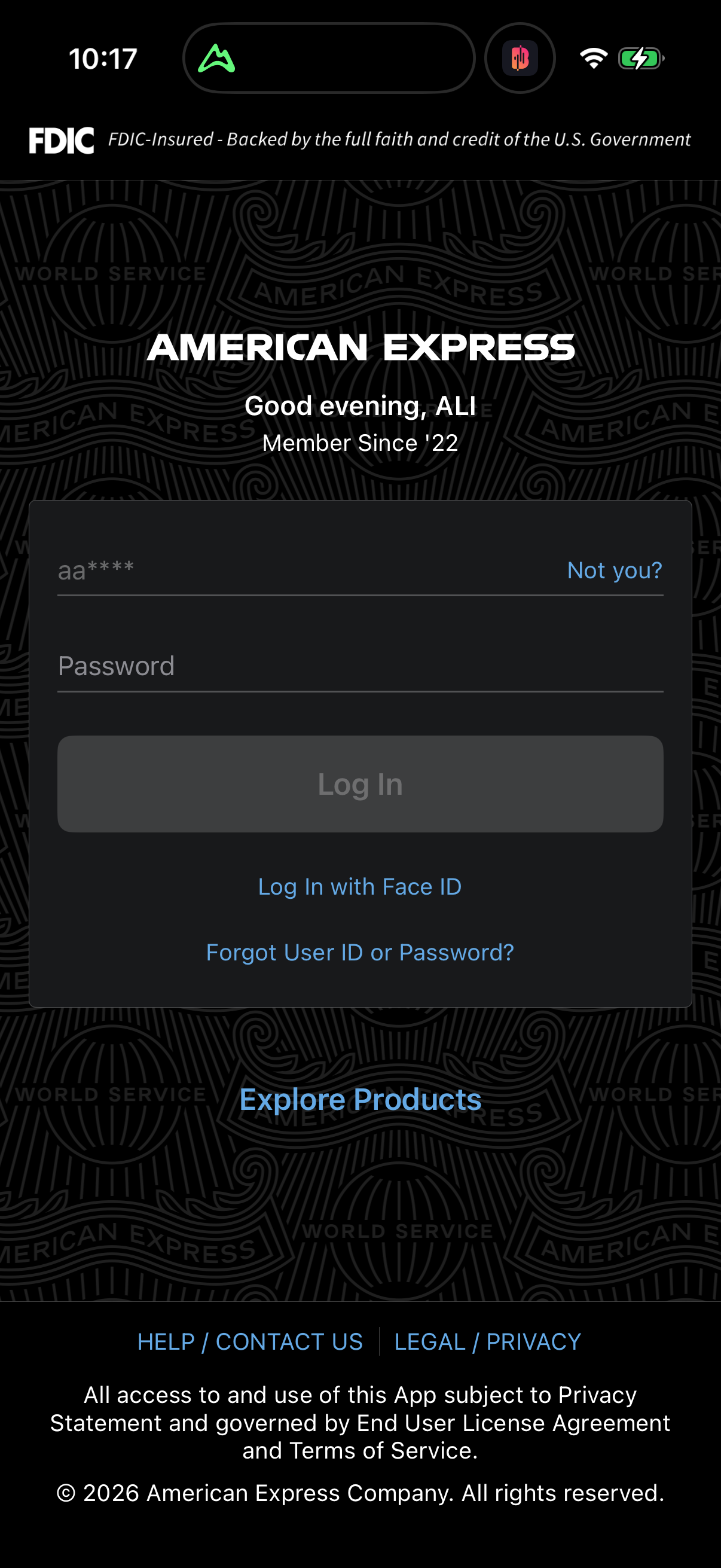 Step 1 of amex Main_tabs