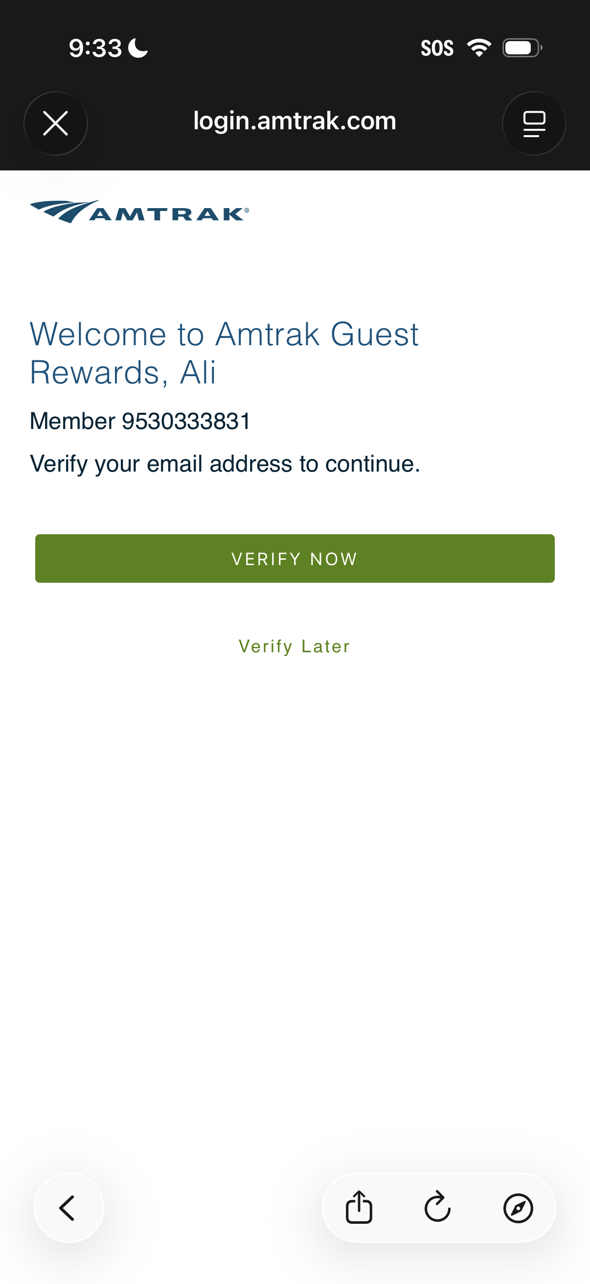 amtrak app screenshot 1