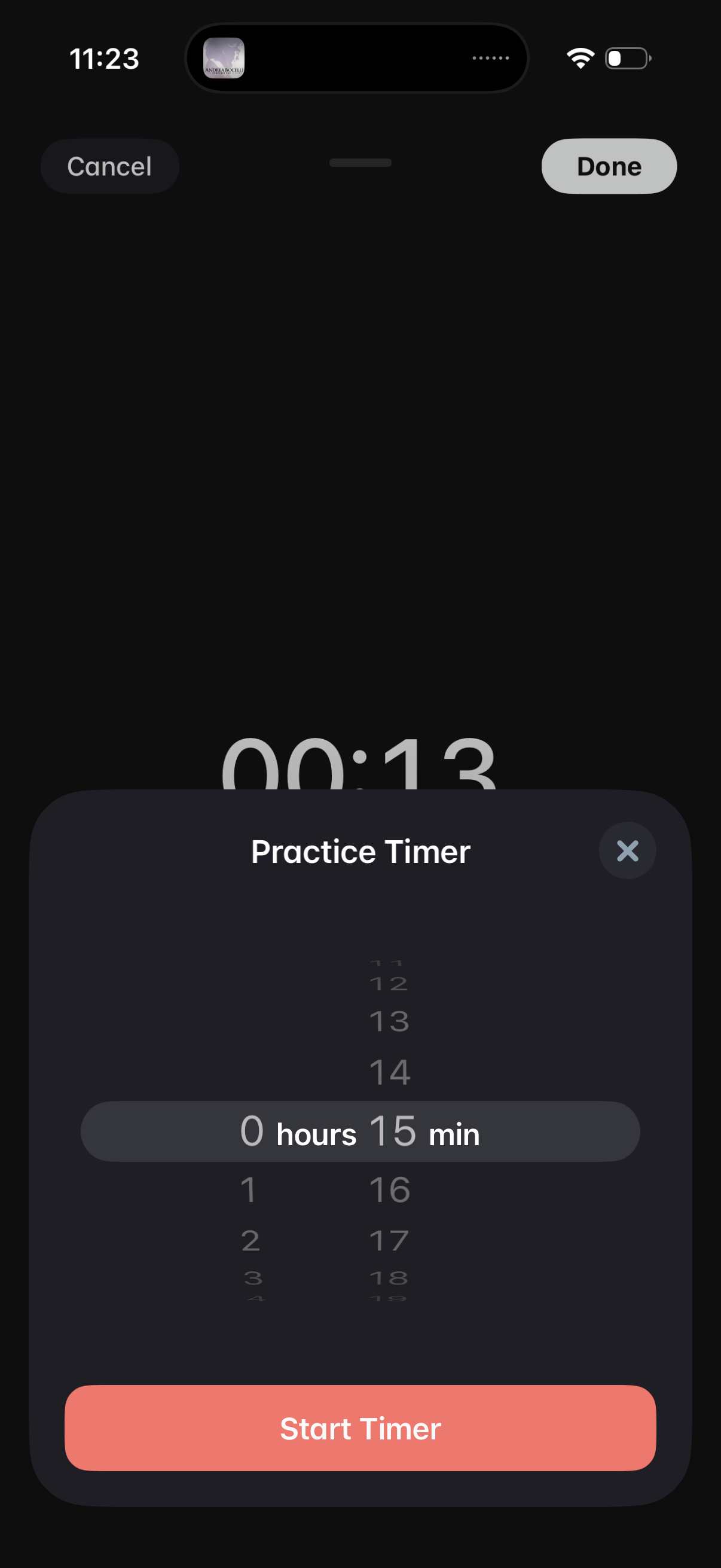 andante set a practice timer