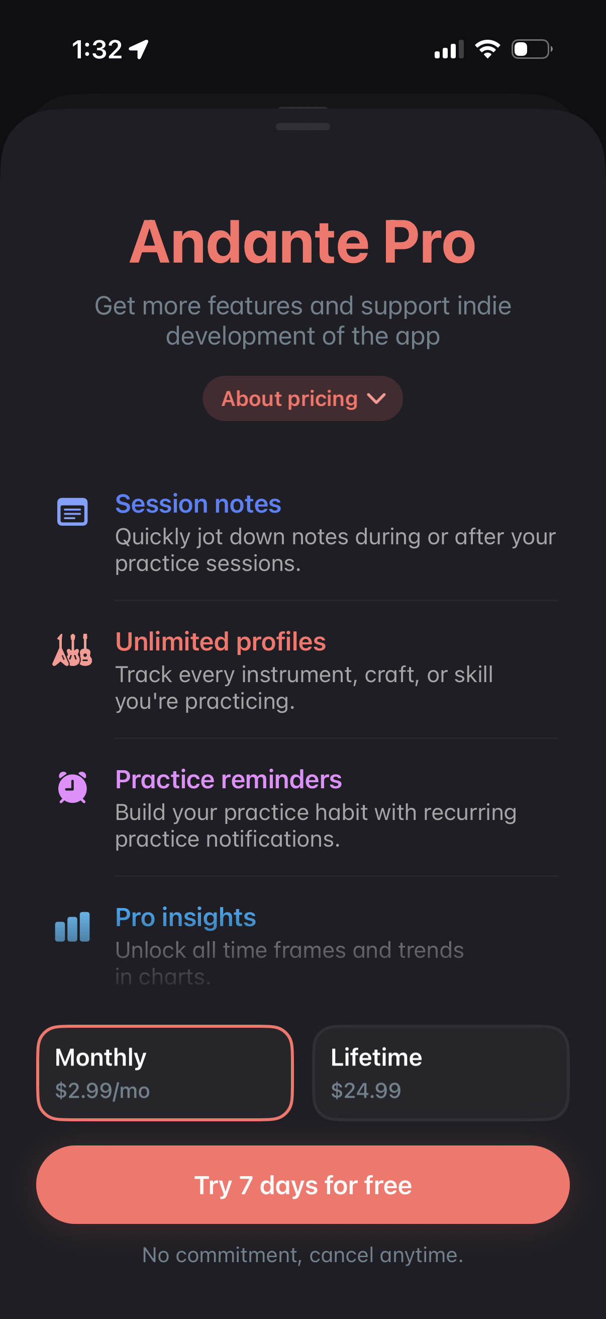 andante app screenshot 1
