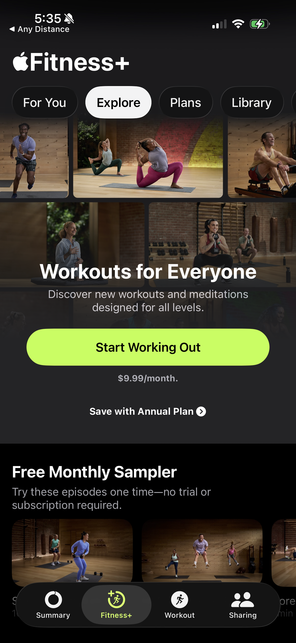 Step 1 of Apple Fitness Paywall / Subscription