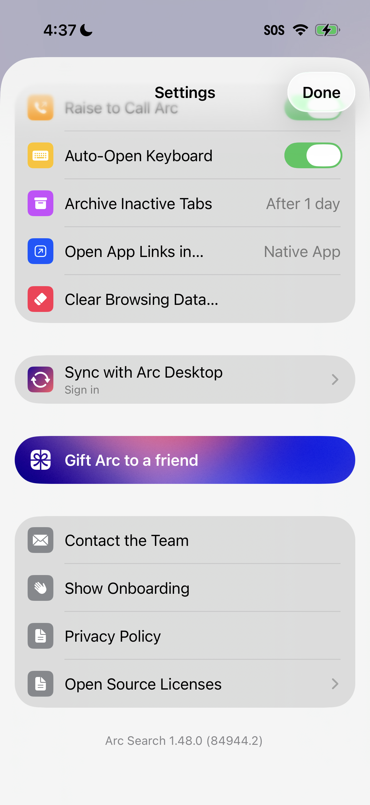 arc-search screen