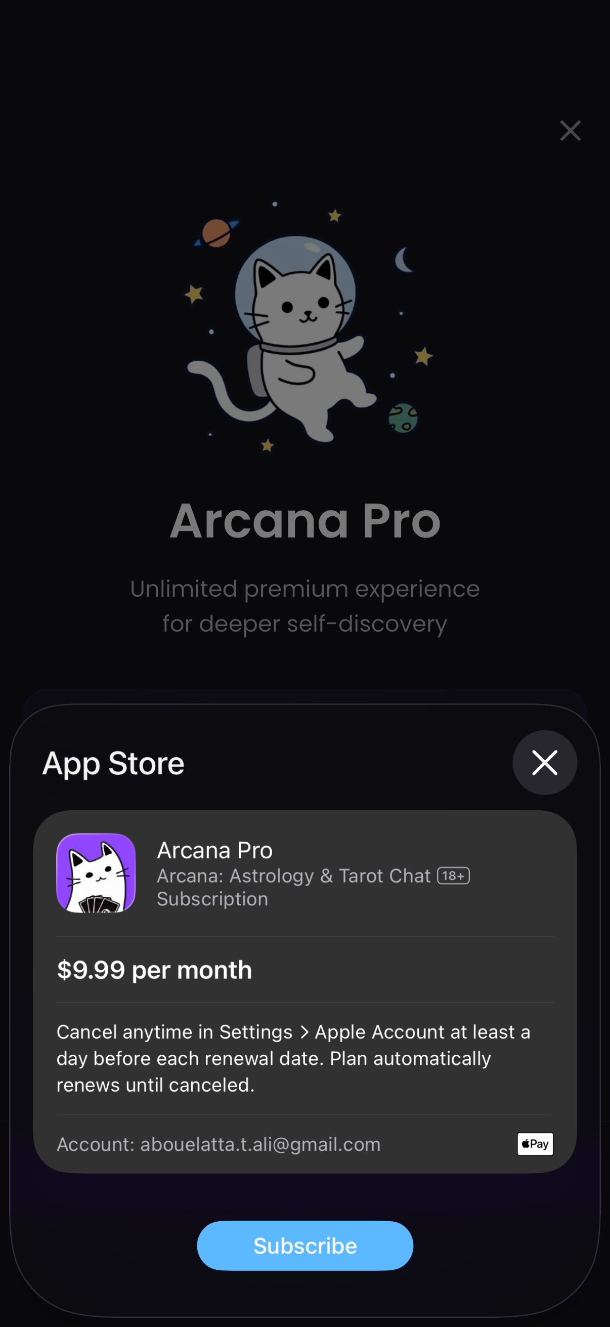 Step 3 of Arcana Settings Paywall