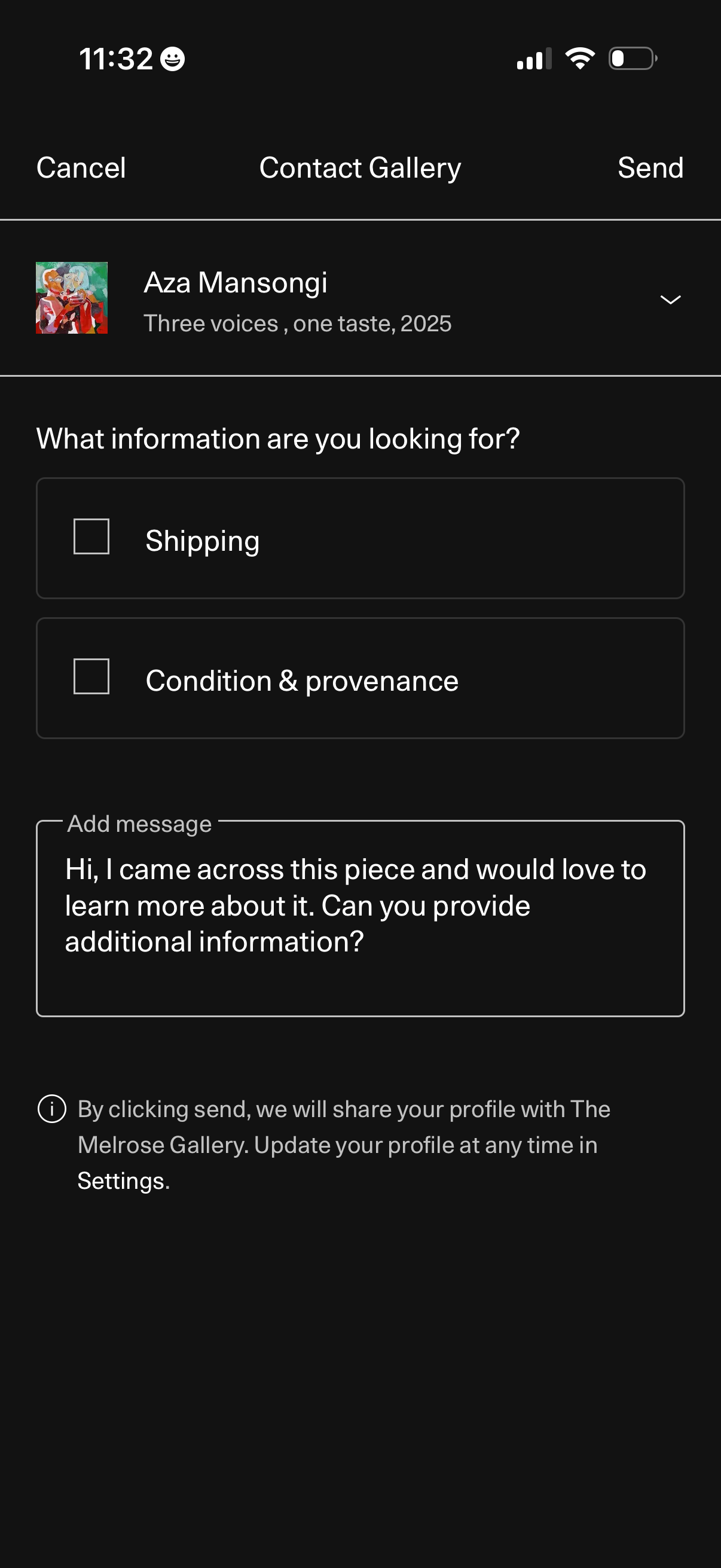 artsy contact a gallery