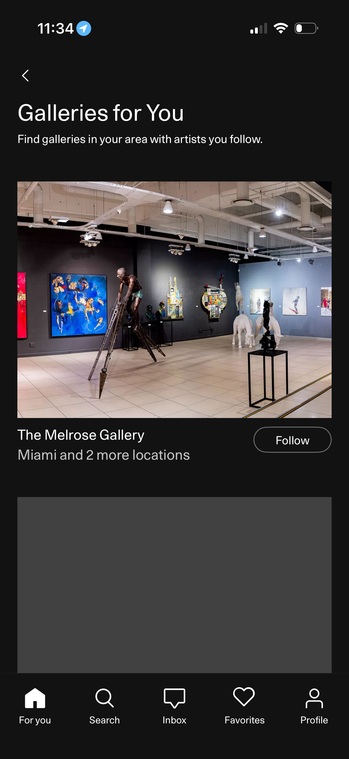 artsy view gallery profile