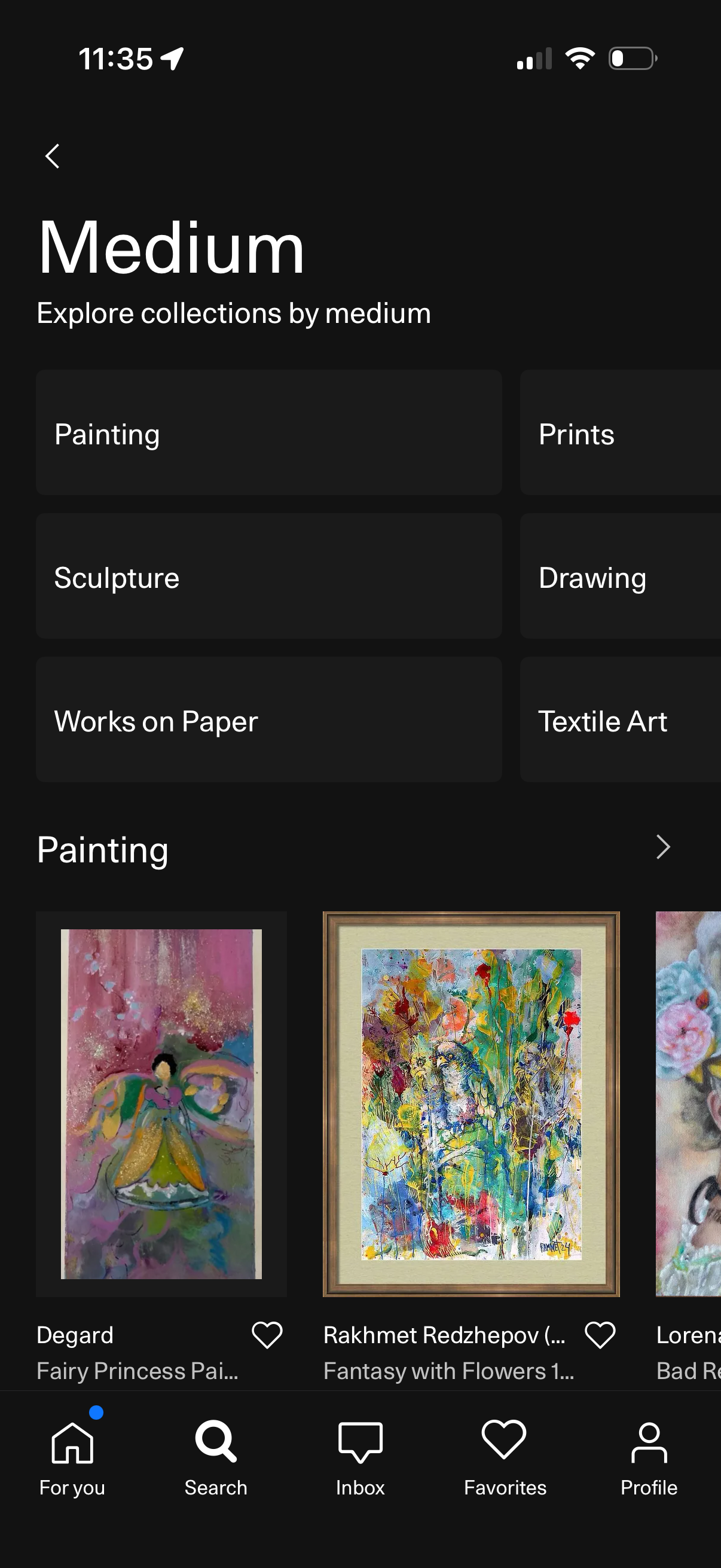 artsy explore by category