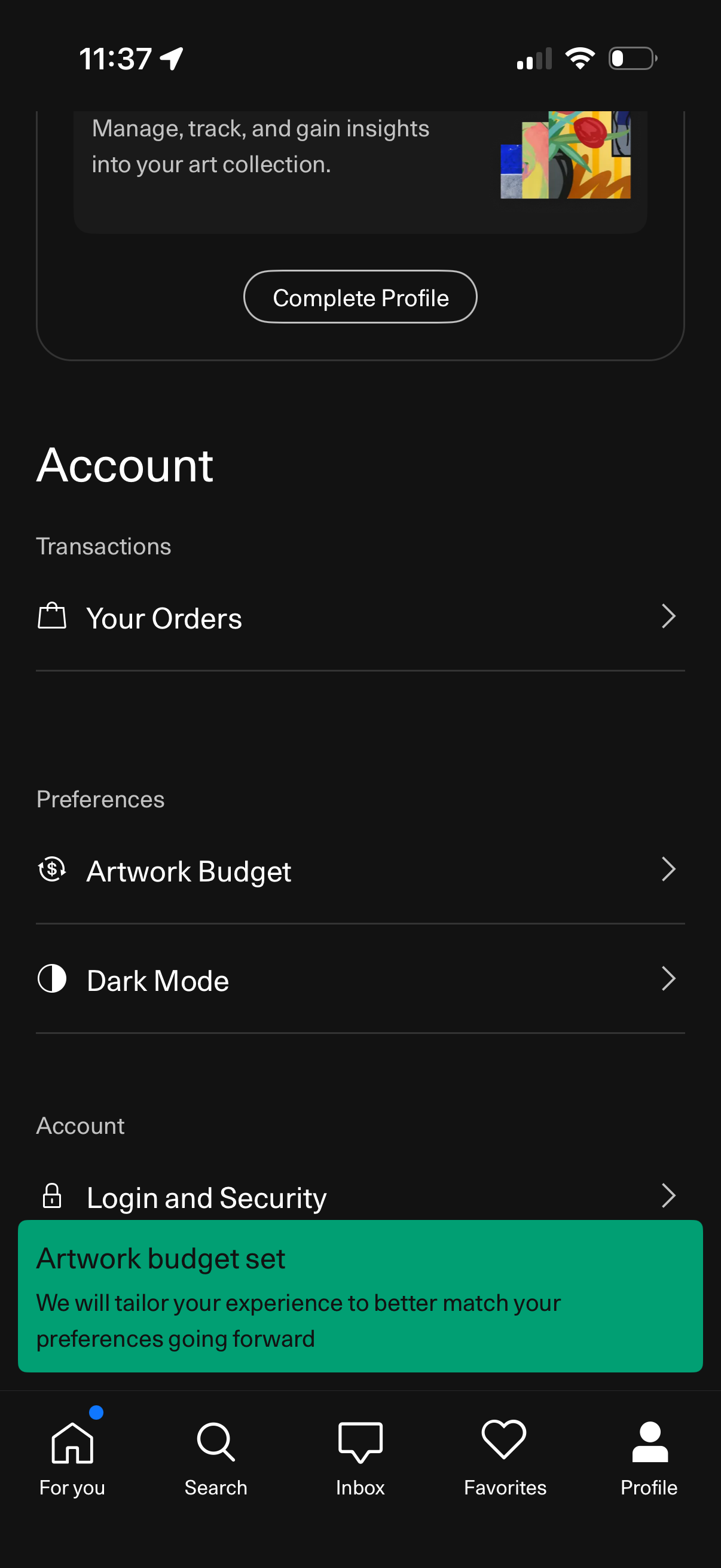 artsy app screenshot 2