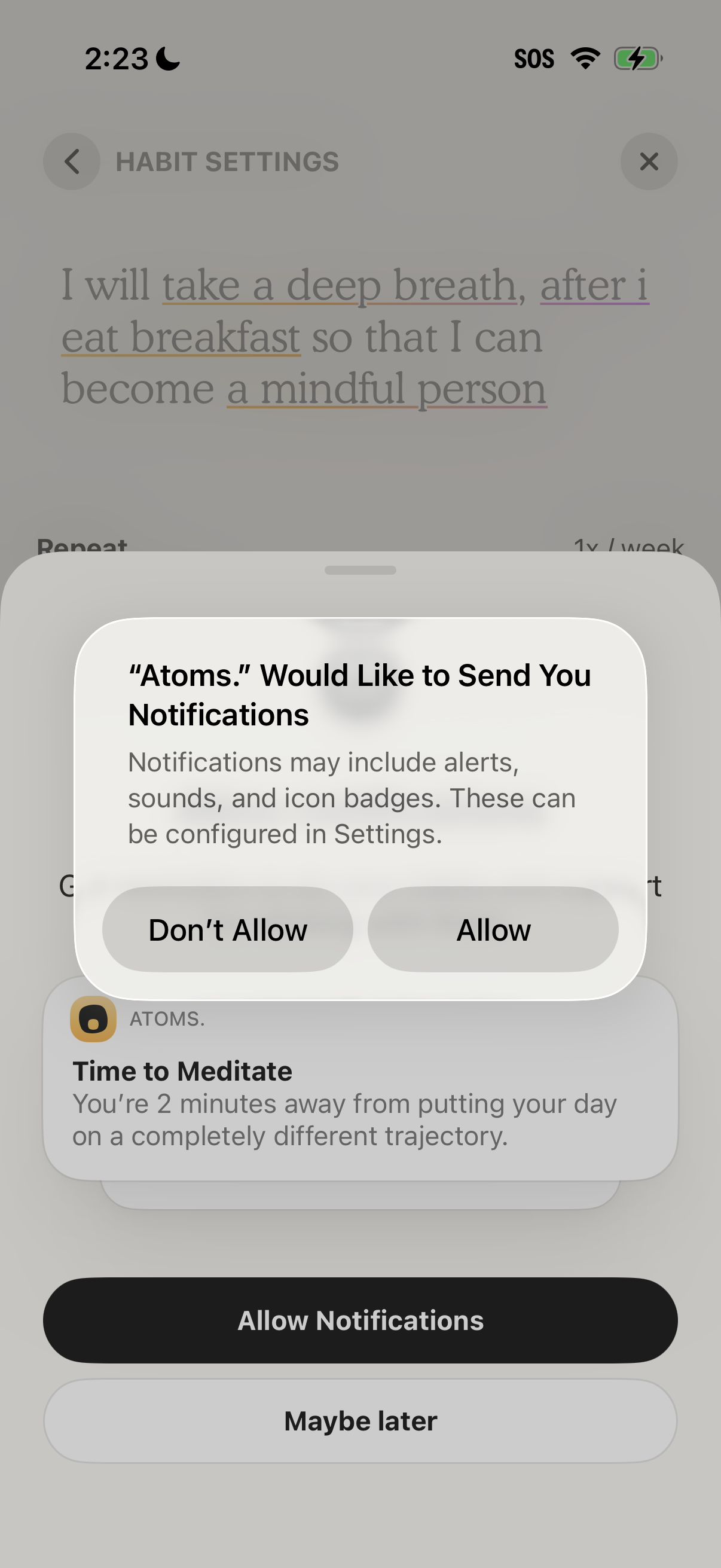 Step 2 of Atoms Notifications Opt-in