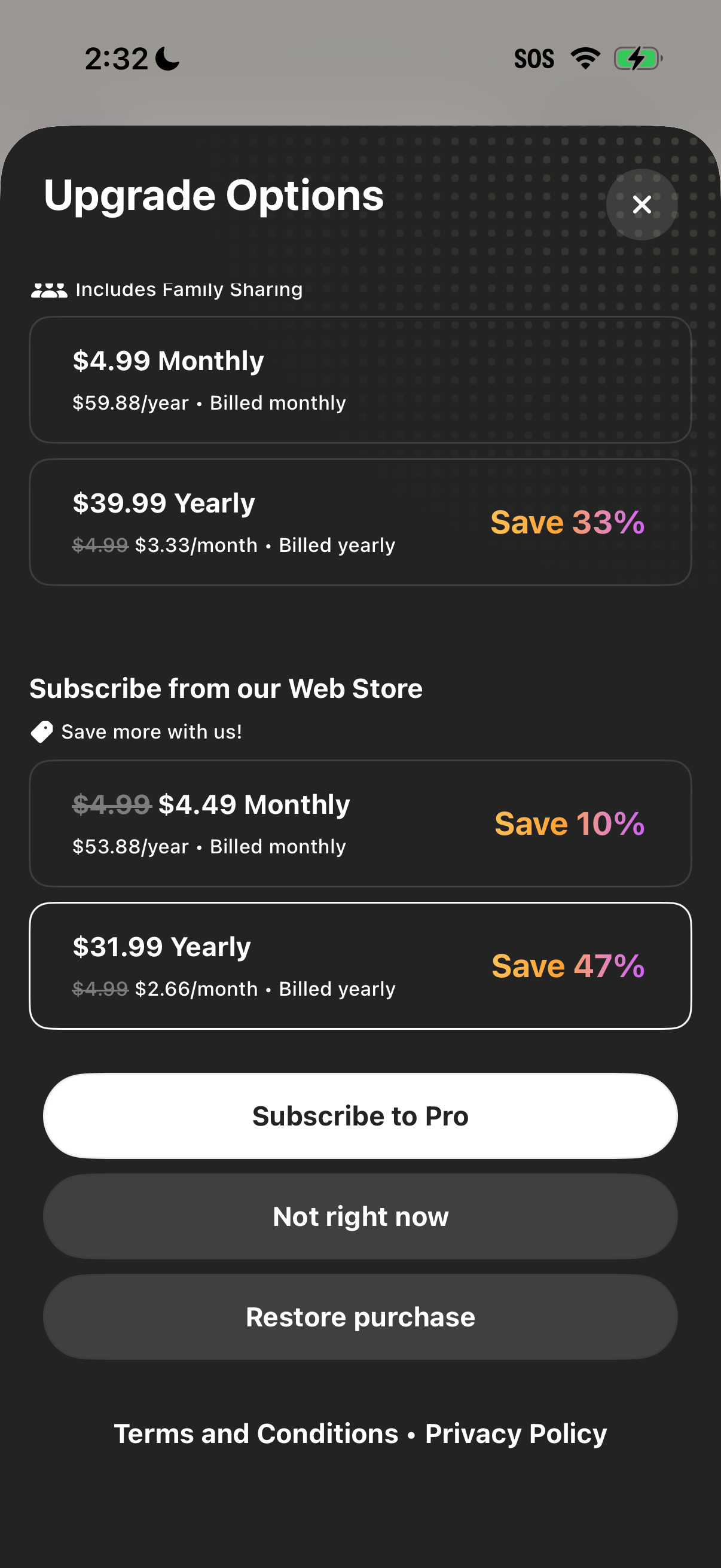 Step 2 of Atoms Settings Paywall