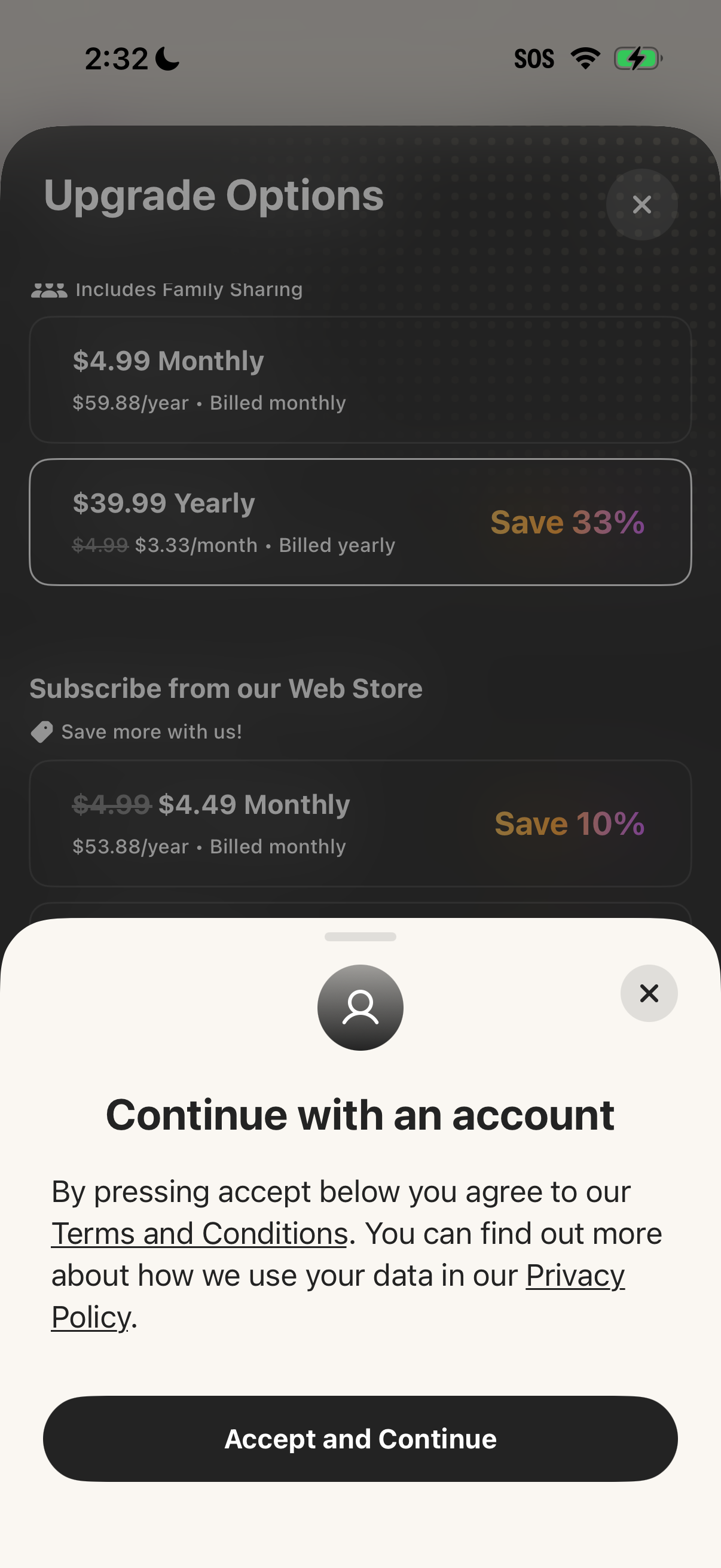 Step 3 of Atoms Settings Paywall