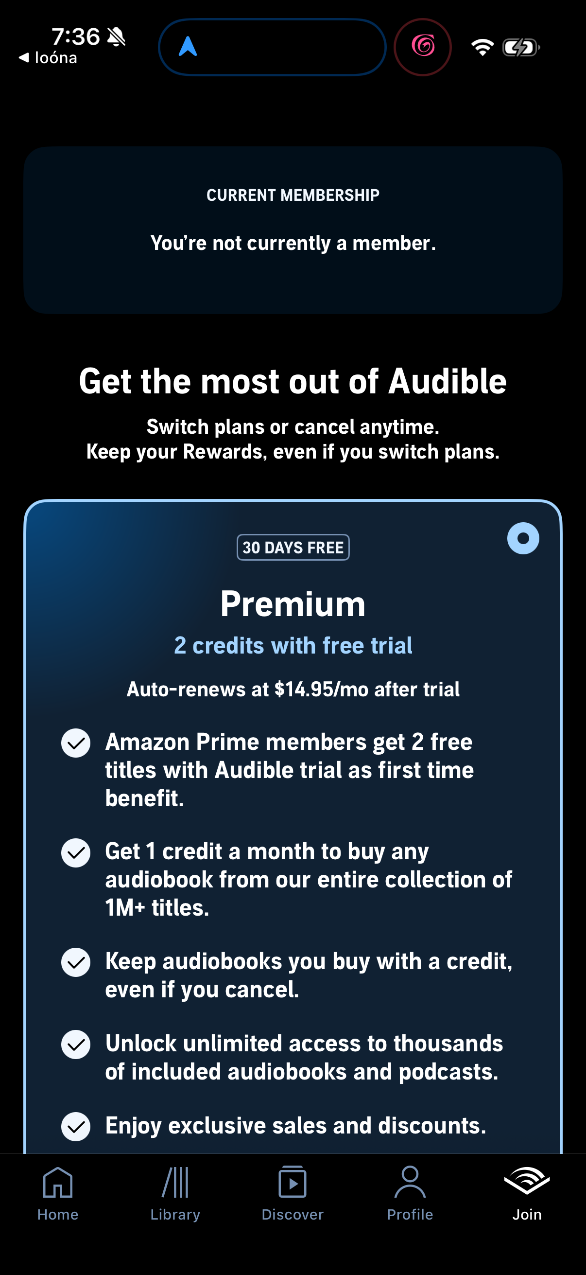 Audible app screenshot 2