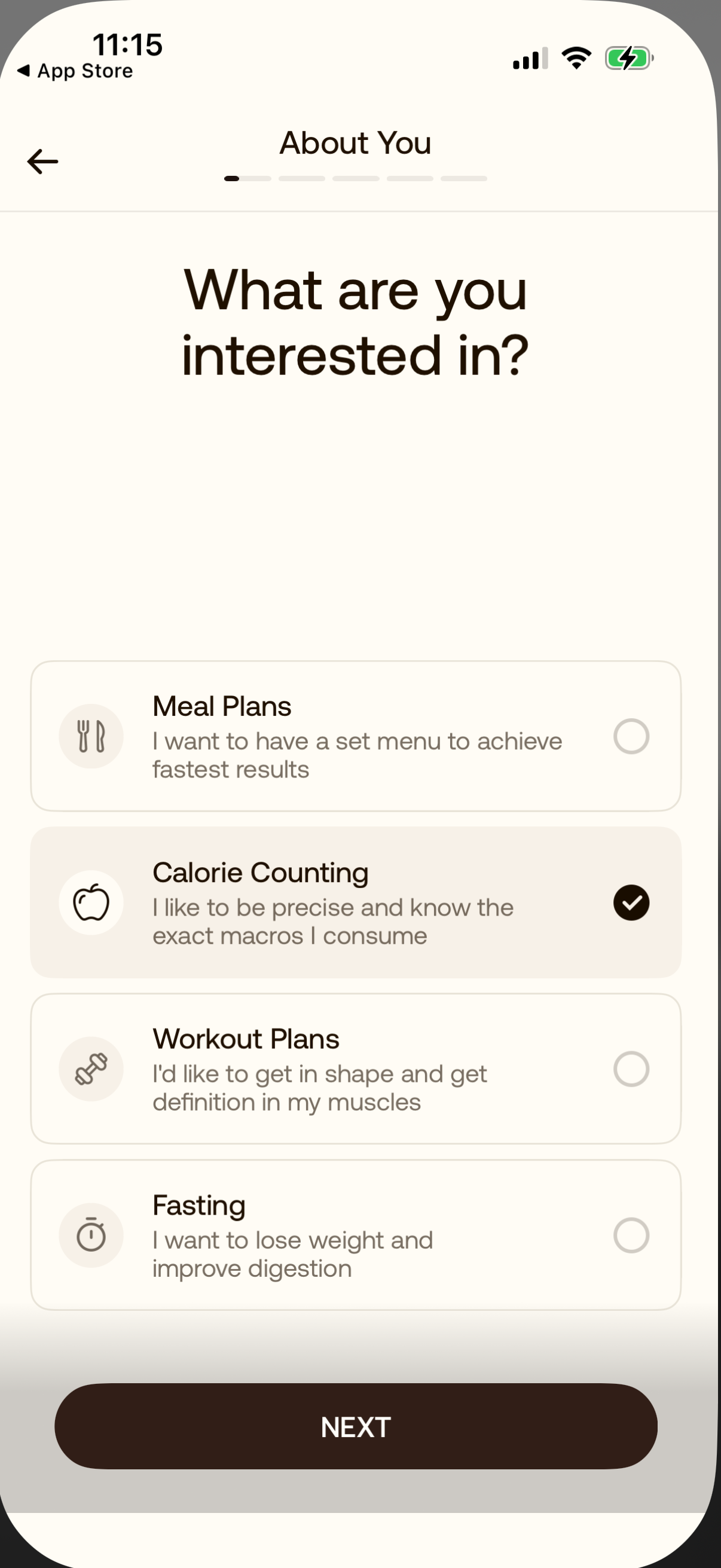 Step 5 of betterme Onboarding