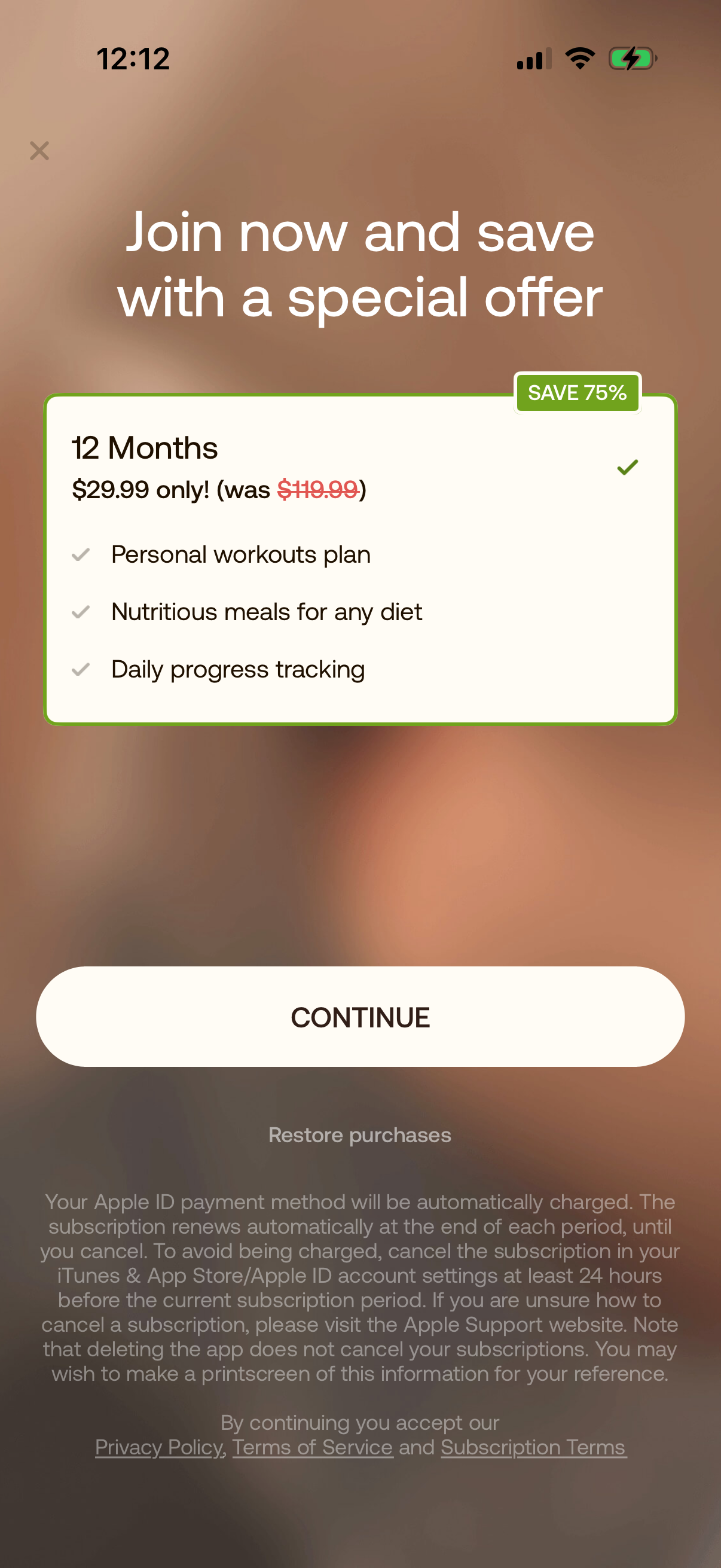 betterme Welcome Back Paywall