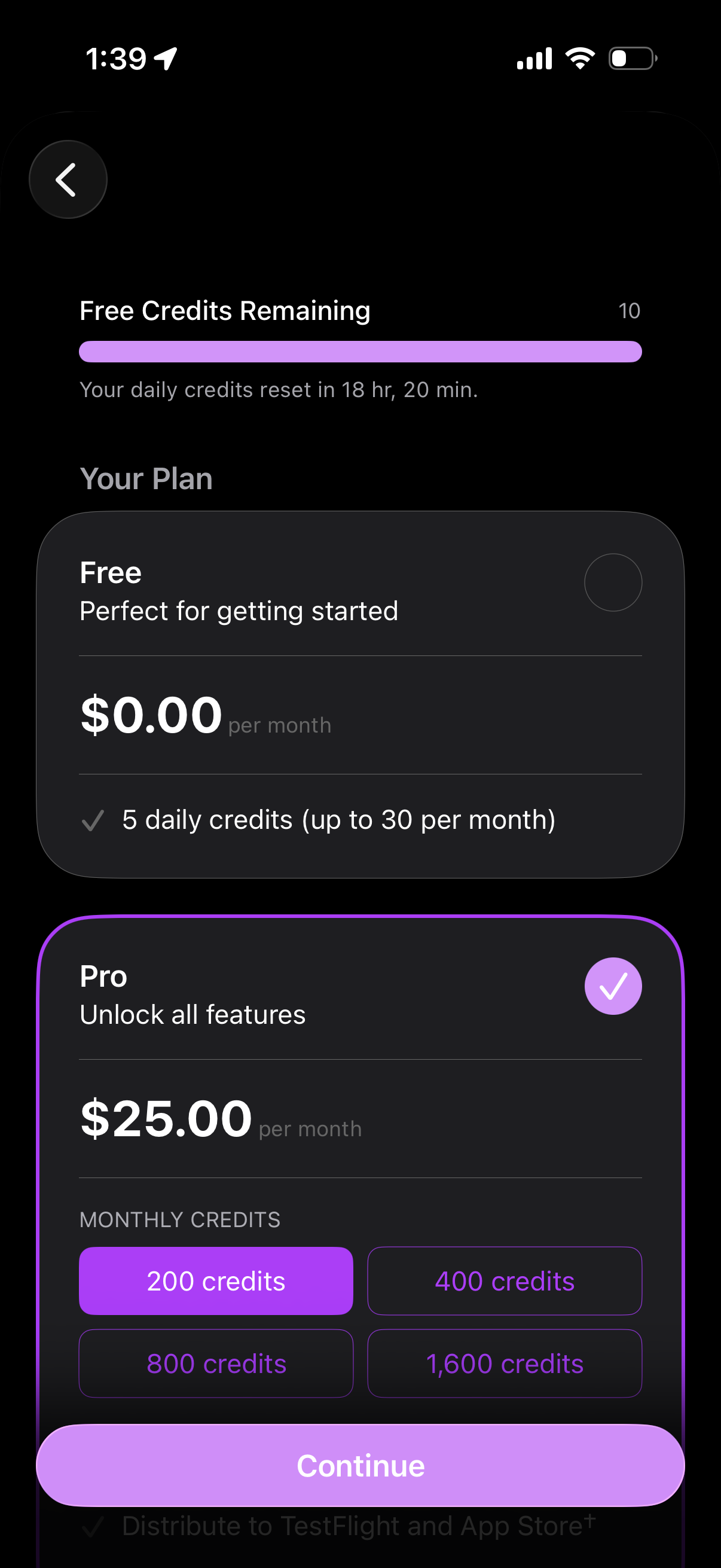 Step 2 of bitrig Upgrade subscription